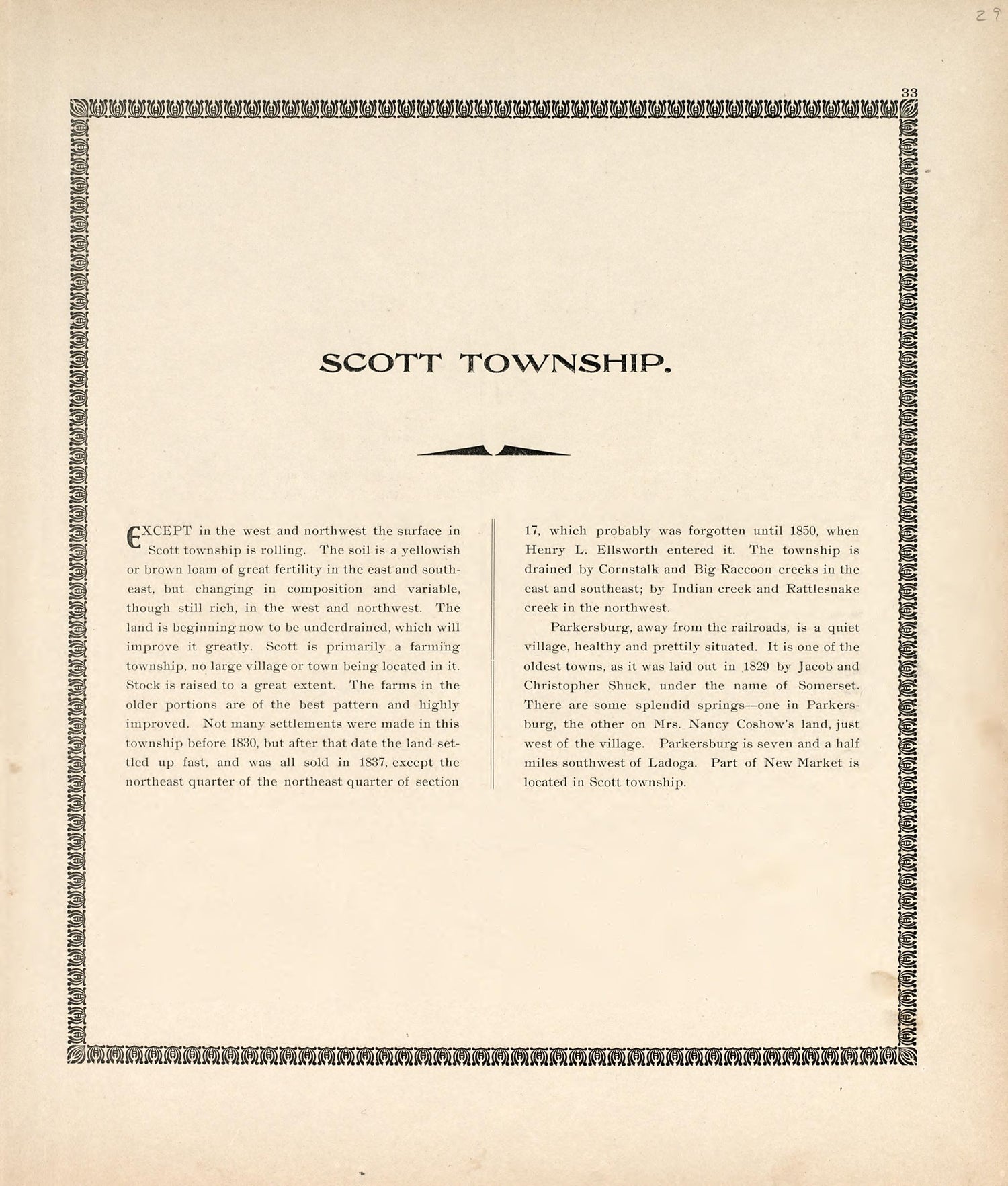 Scott Township from the Revised Montgomery County Atlas : Containing, Besides a Complete Atlas, Histories of the Townships and County and Treatises On Civil Government, Surveying and Civil Engineering 1898 by Relic Map Company
