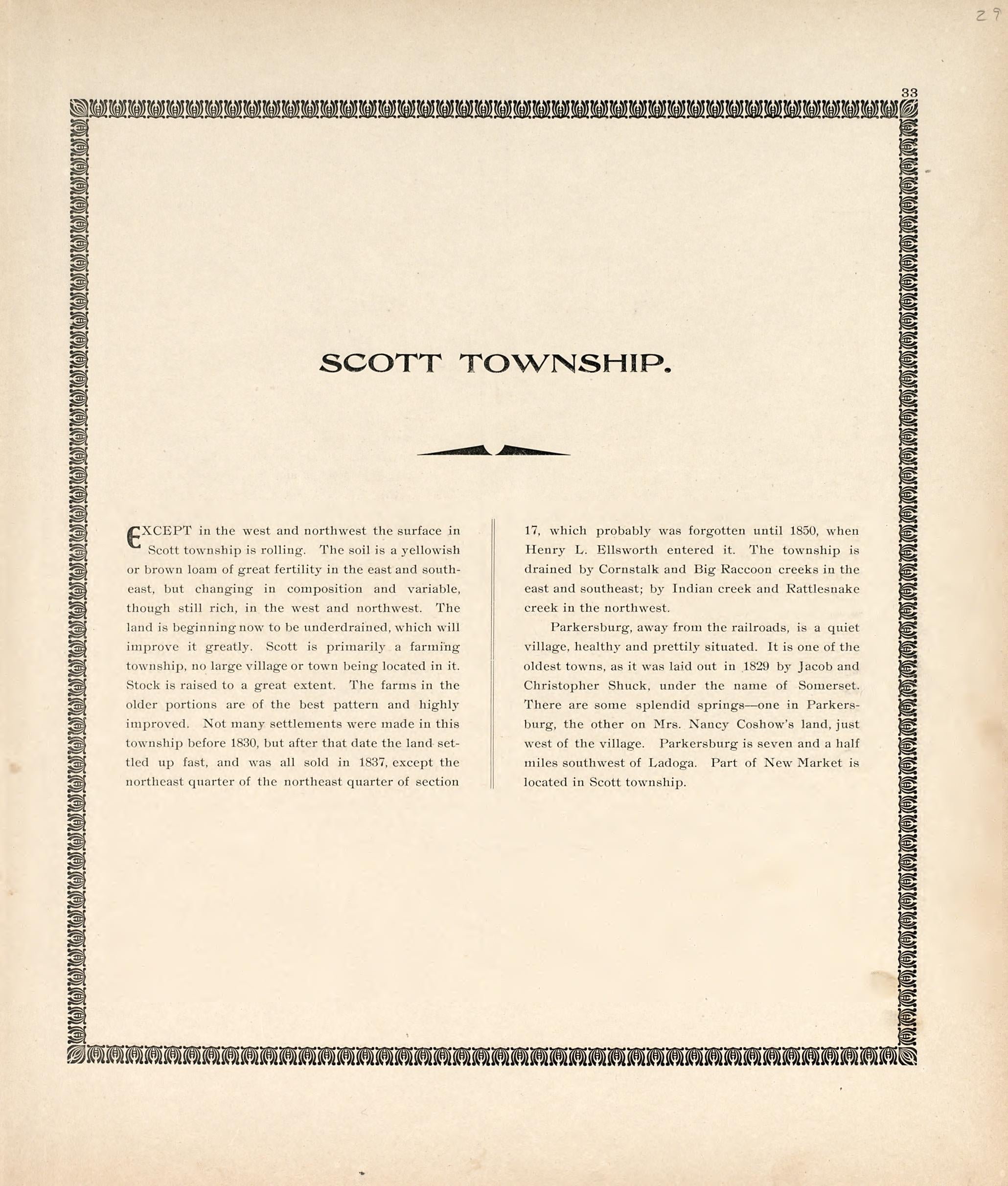 Scott Township from the Revised Montgomery County Atlas : Containing, Besides a Complete Atlas, Histories of the Townships and County and Treatises On Civil Government, Surveying and Civil Engineering 1898 by Relic Map Company