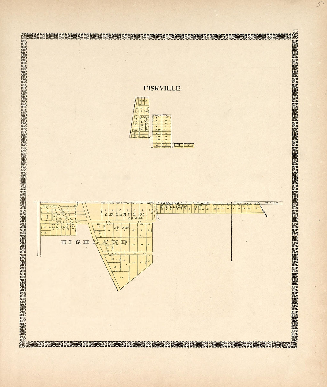 Fiskville; Highland from the Revised Montgomery County Atlas : Containing, Besides a Complete Atlas, Histories of the Townships and County and Treatises On Civil Government, Surveying and Civil Engineering 1898 by Relic Map Company