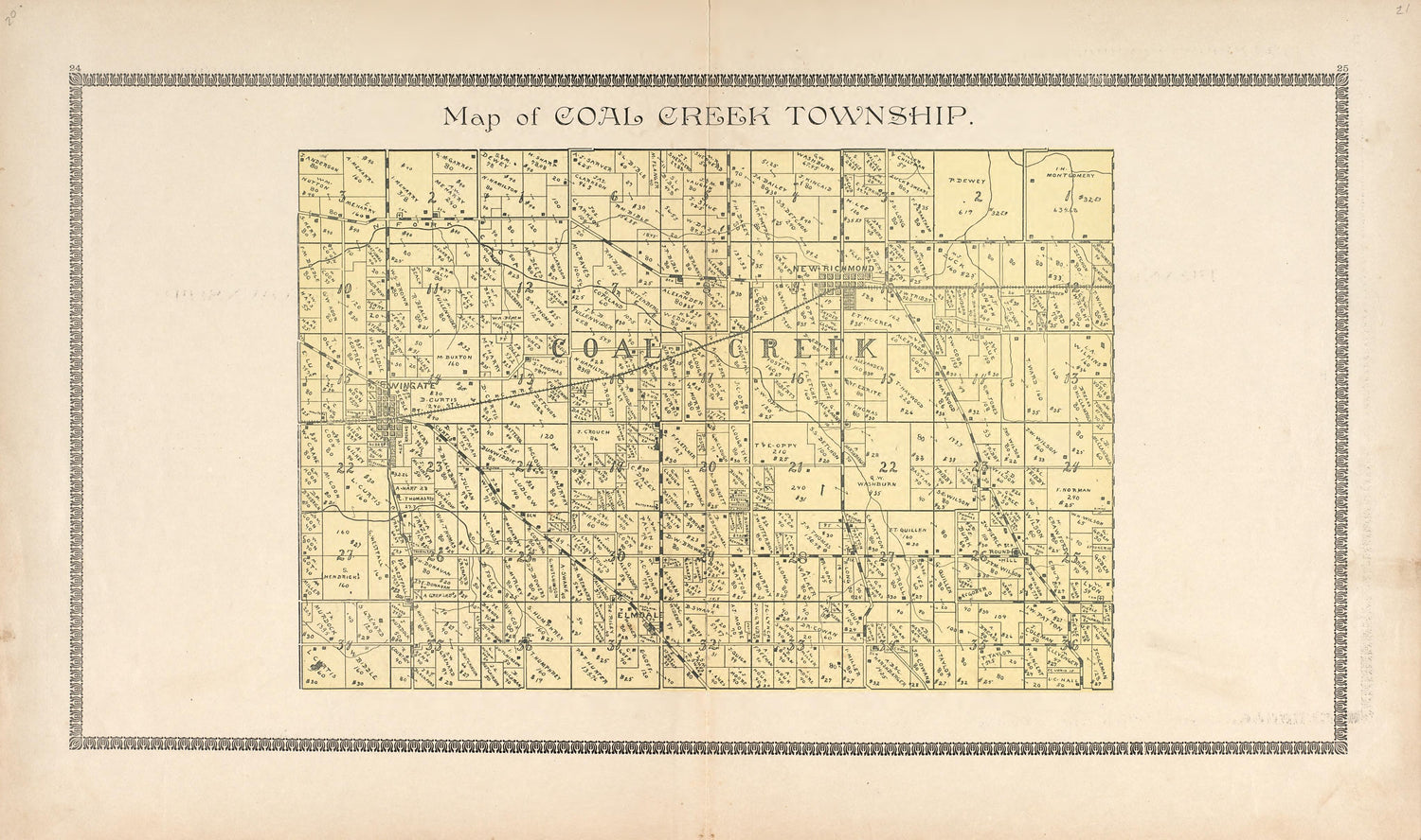 Map of Coal Creek Township from the Revised Montgomery County Atlas : Containing, Besides a Complete Atlas, Histories of the Townships and County and Treatises On Civil Government, Surveying and Civil Engineering 1898 by Relic Map Company