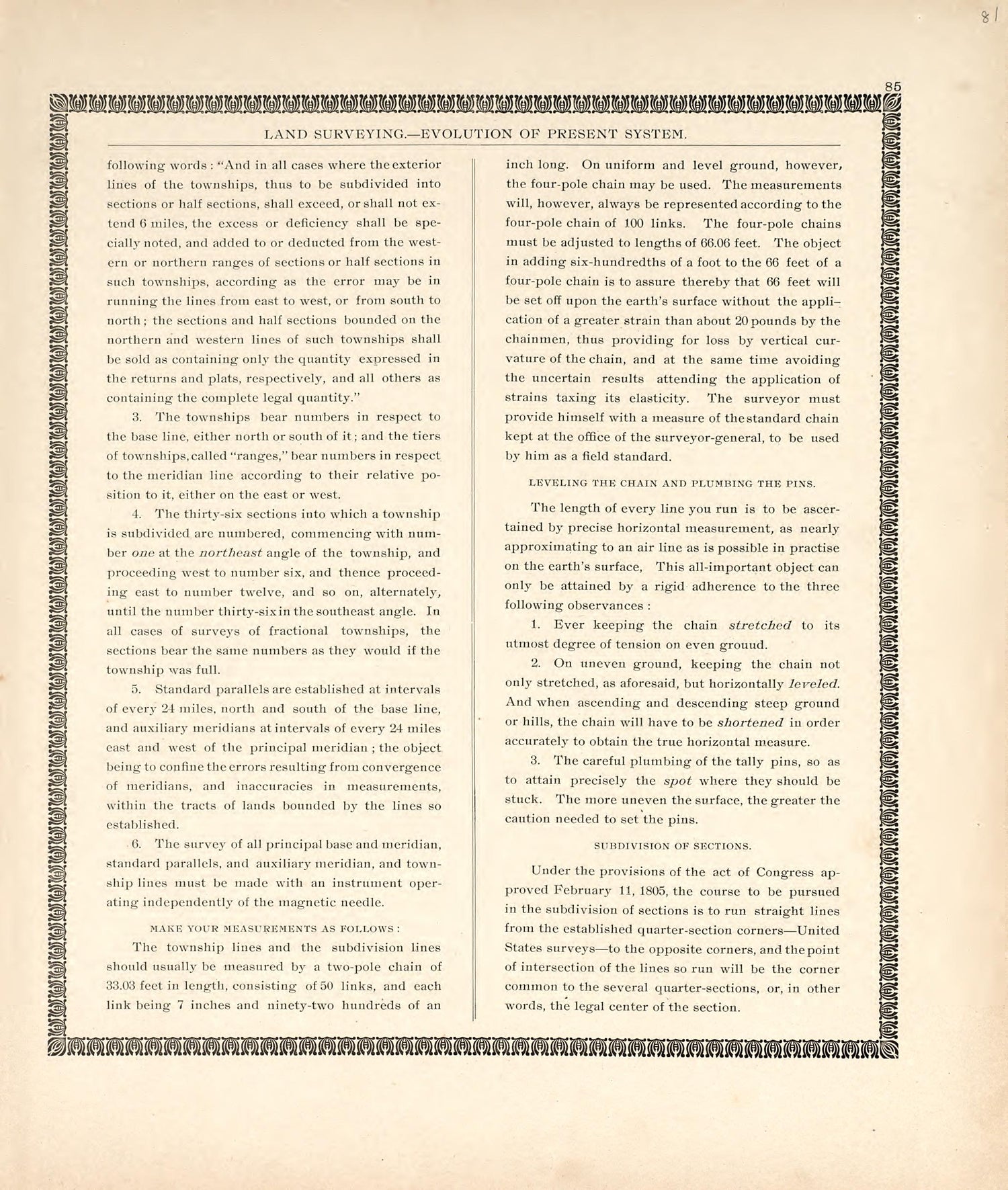 Land Surveying - Evolution of Present System from the Revised Montgomery County Atlas : Containing, Besides a Complete Atlas, Histories of the Townships and County and Treatises On Civil Government, Surveying and Civil Engineering 1898 by Relic Map Company