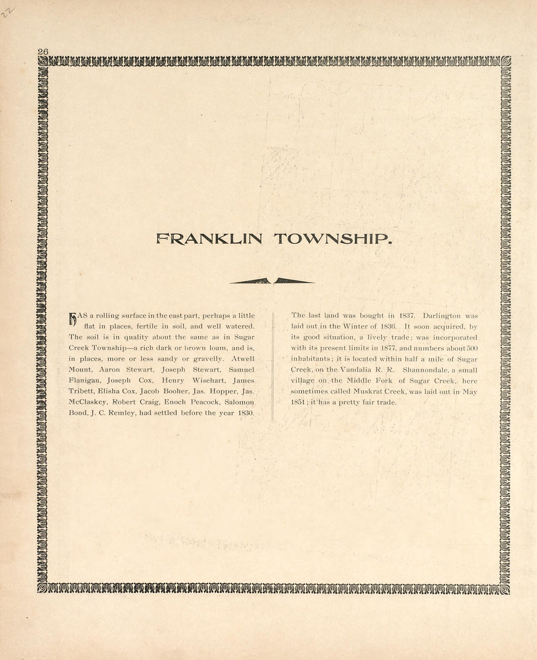 Franklin Township from the Revised Montgomery County Atlas : Containing, Besides a Complete Atlas, Histories of the Townships and County and Treatises On Civil Government, Surveying and Civil Engineering 1898 by Relic Map Company