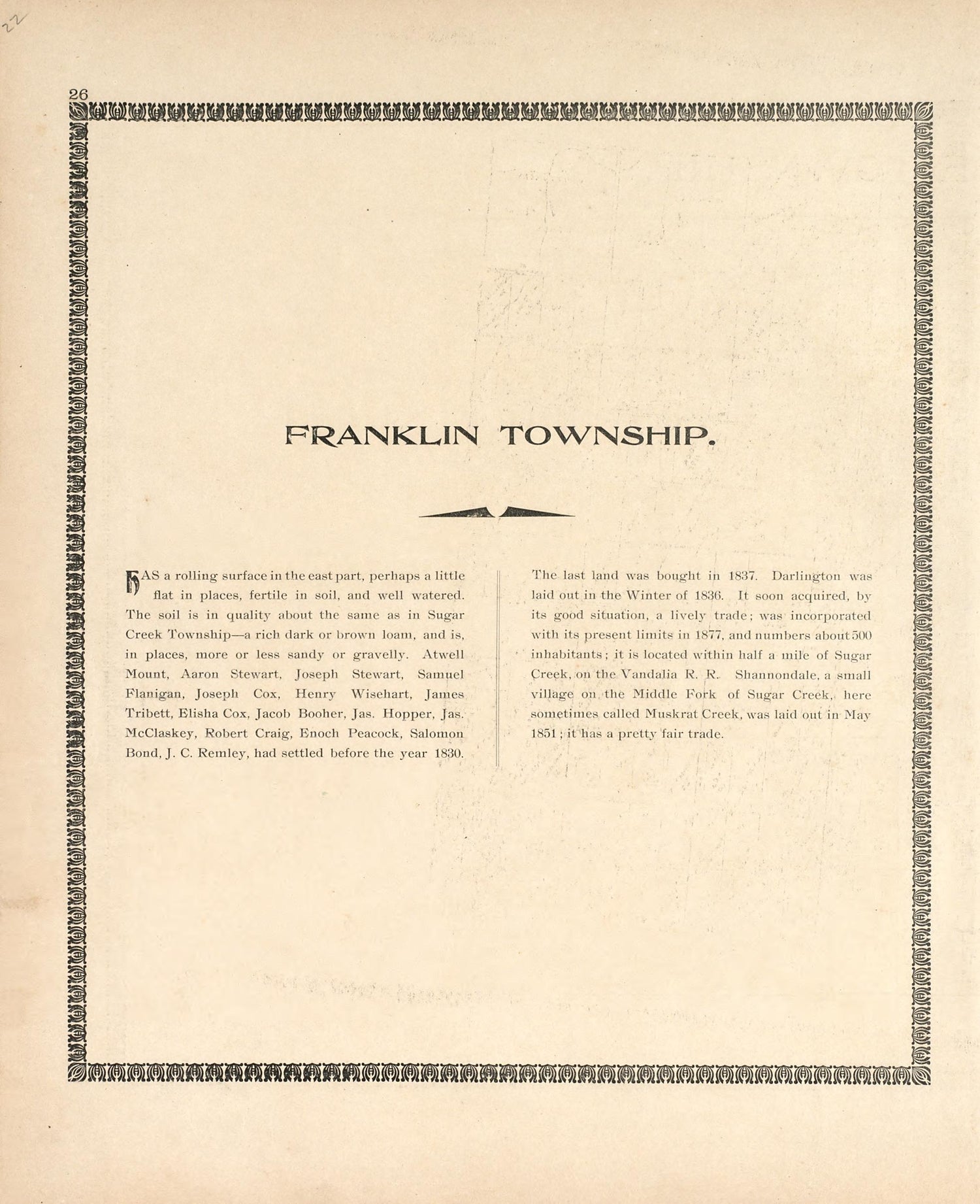 Franklin Township from the Revised Montgomery County Atlas : Containing, Besides a Complete Atlas, Histories of the Townships and County and Treatises On Civil Government, Surveying and Civil Engineering 1898 by Relic Map Company