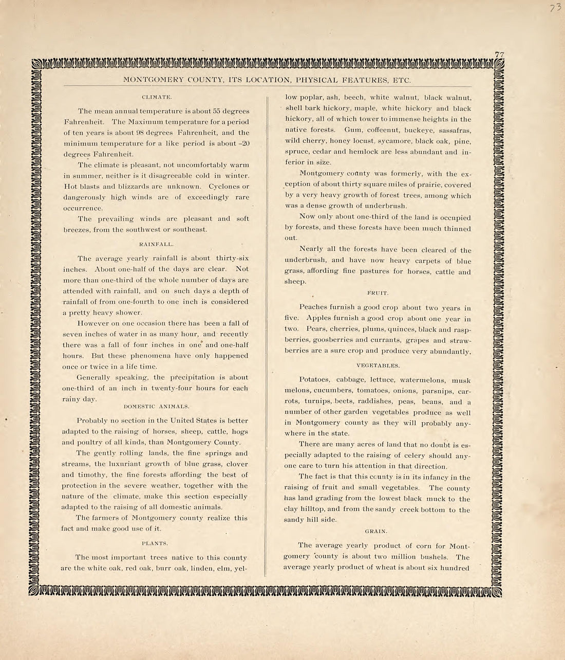 Montgomery County, Indiana, Cont. from the Revised Montgomery County Atlas : Containing, Besides a Complete Atlas, Histories of the Townships and County and Treatises On Civil Government, Surveying and Civil Engineering 1898 by Relic Map Company