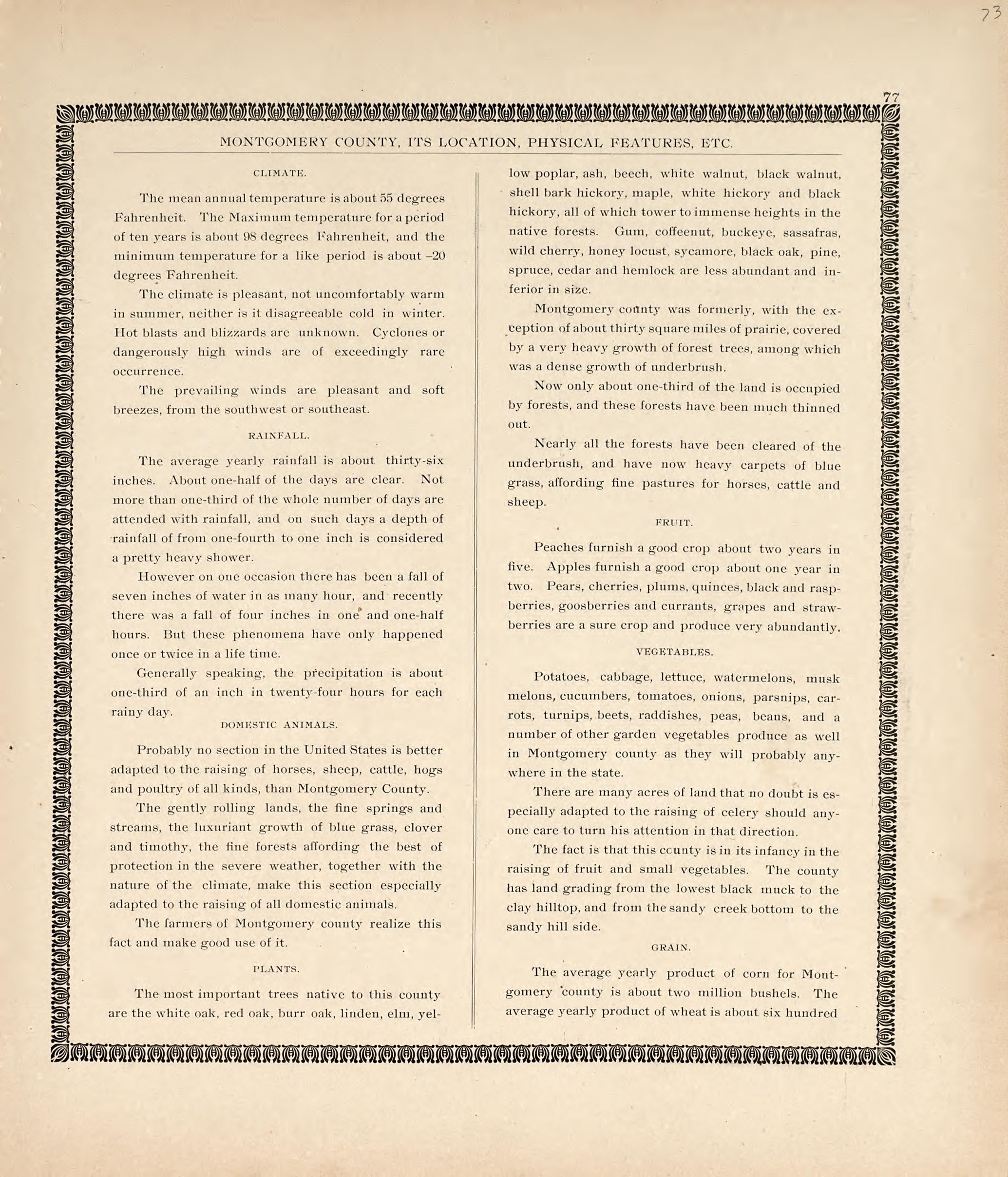 Montgomery County, Indiana, Cont. from the Revised Montgomery County Atlas : Containing, Besides a Complete Atlas, Histories of the Townships and County and Treatises On Civil Government, Surveying and Civil Engineering 1898 by Relic Map Company
