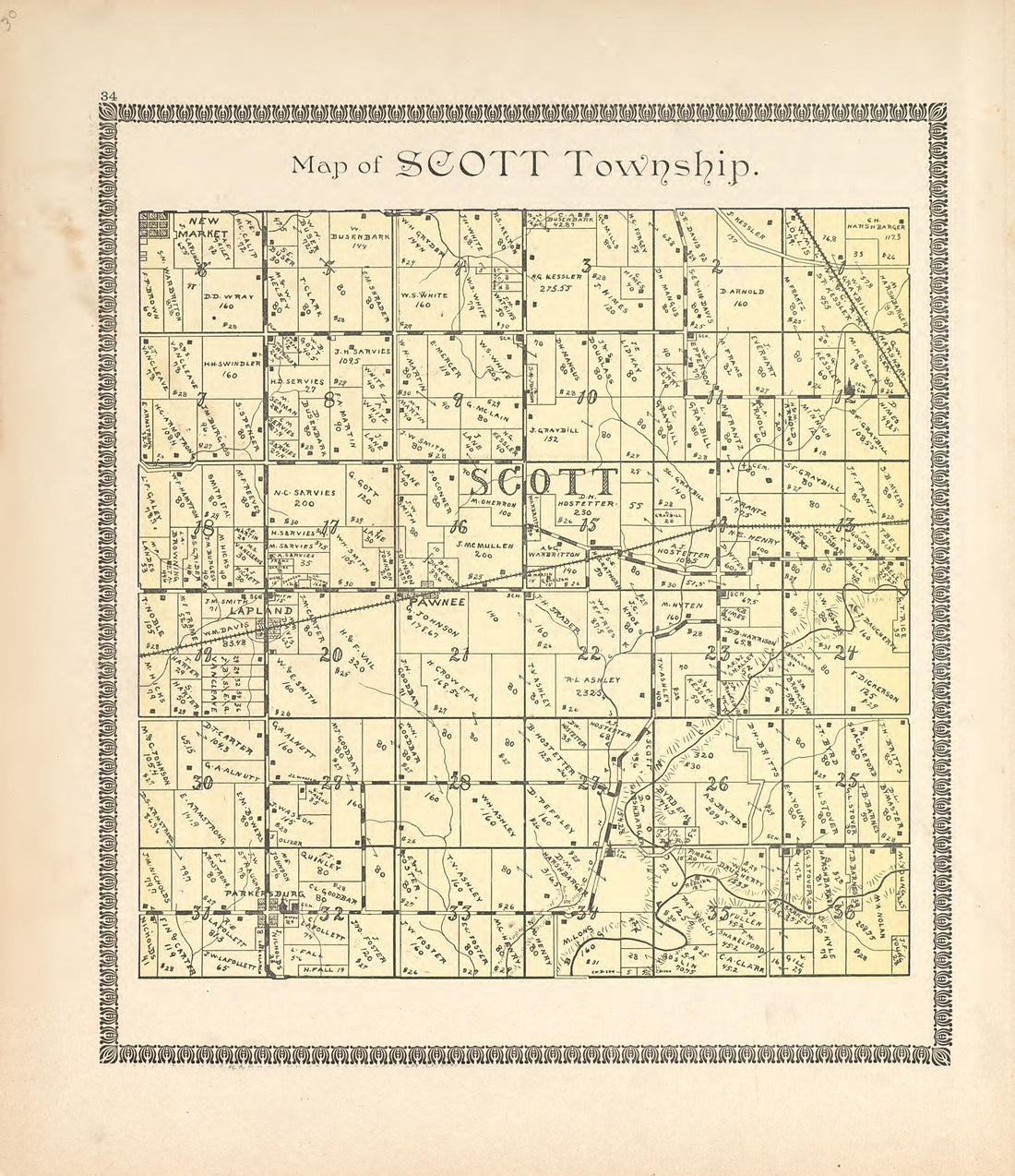 Map of Scott Township from the Revised Montgomery County Atlas : Containing, Besides a Complete Atlas, Histories of the Townships and County and Treatises On Civil Government, Surveying and Civil Engineering 1898 by Relic Map Company
