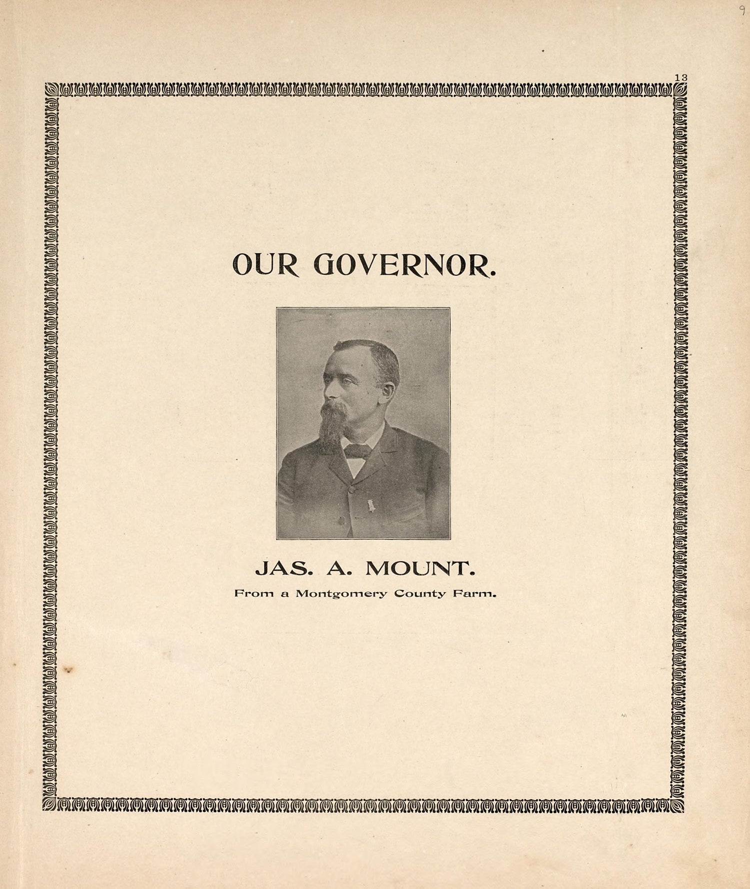 Our Governor from the Revised Montgomery County Atlas : Containing, Besides a Complete Atlas, Histories of the Townships and County and Treatises On Civil Government, Surveying and Civil Engineering 1898 by Relic Map Company