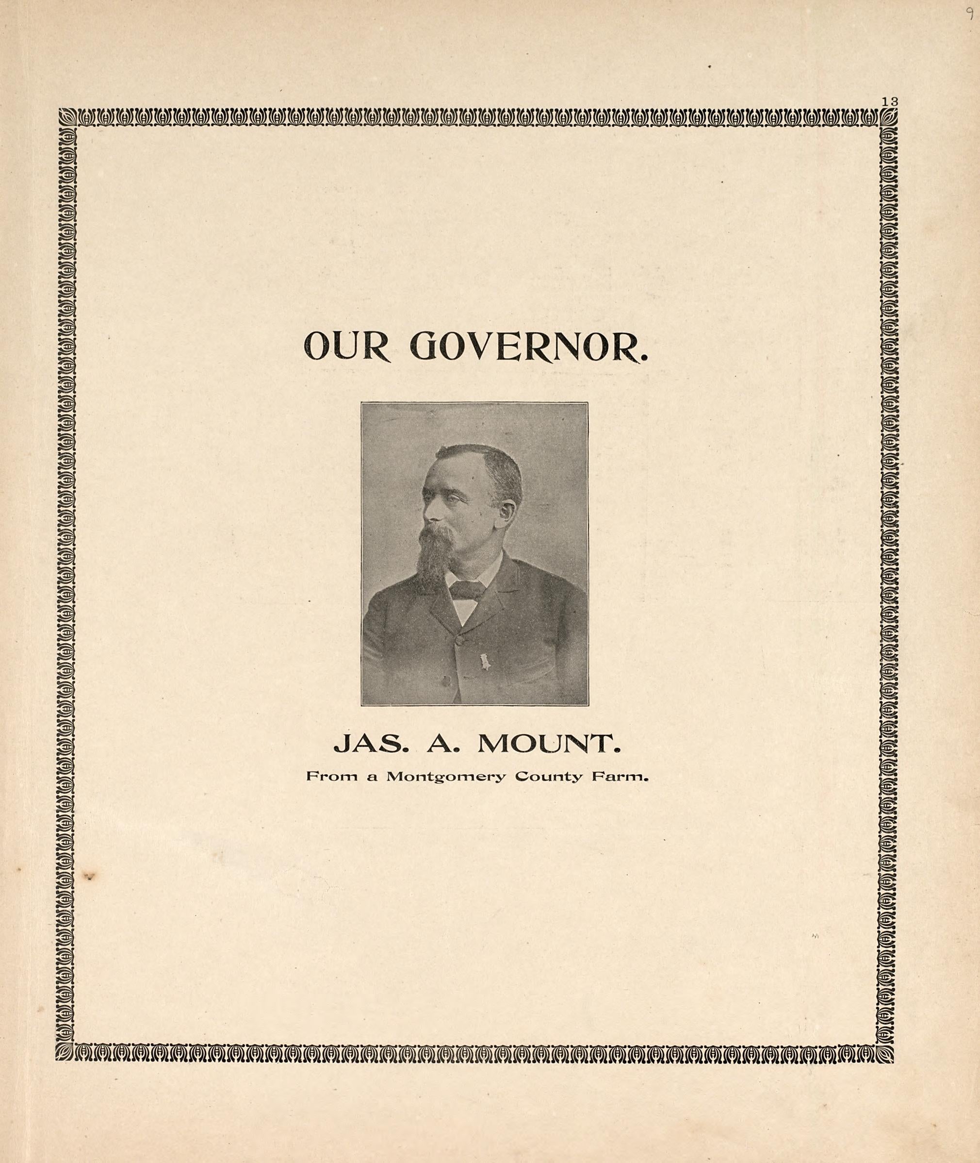 Our Governor from the Revised Montgomery County Atlas : Containing, Besides a Complete Atlas, Histories of the Townships and County and Treatises On Civil Government, Surveying and Civil Engineering 1898 by Relic Map Company