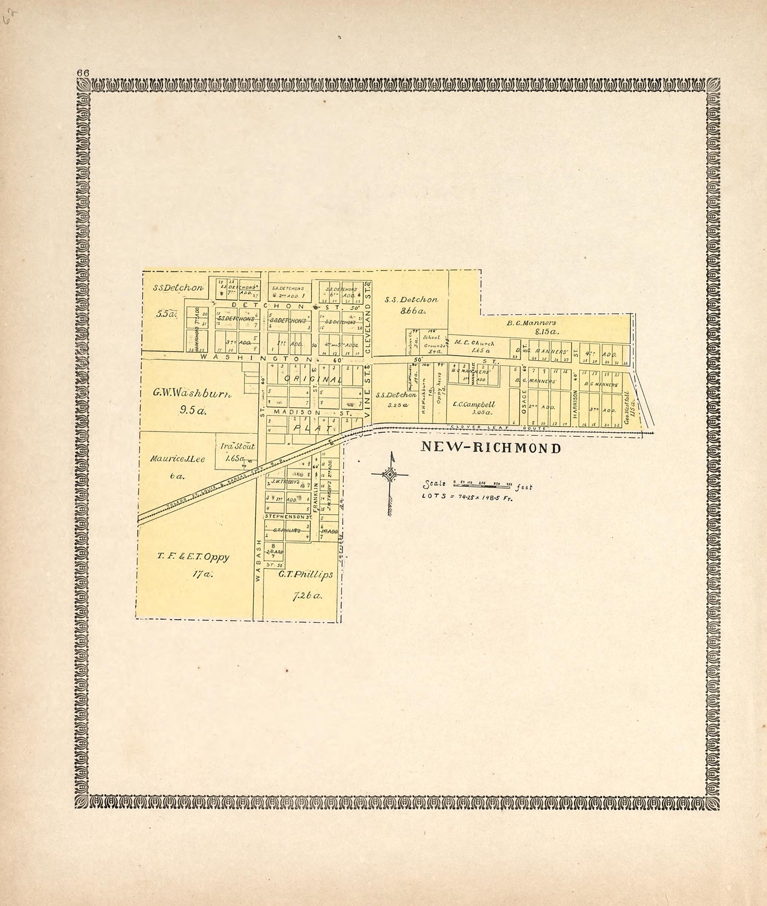 New Richmond from the Revised Montgomery County Atlas : Containing, Besides a Complete Atlas, Histories of the Townships and County and Treatises On Civil Government, Surveying and Civil Engineering 1898 by Relic Map Company