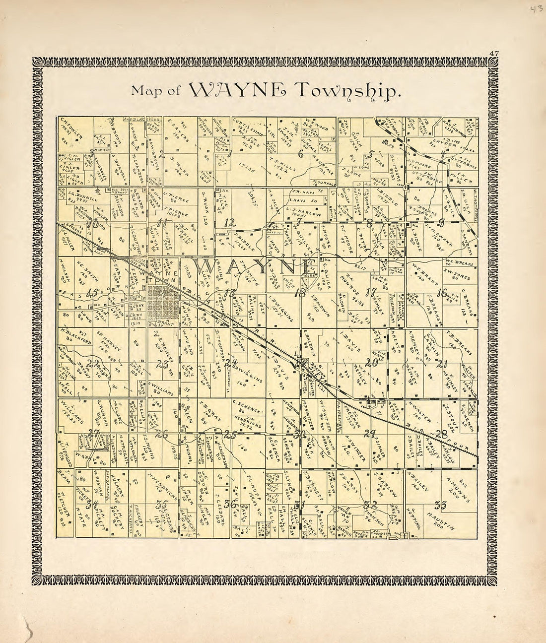 Map of Wayne Township from the Revised Montgomery County Atlas : Containing, Besides a Complete Atlas, Histories of the Townships and County and Treatises On Civil Government, Surveying and Civil Engineering 1898 by Relic Map Company