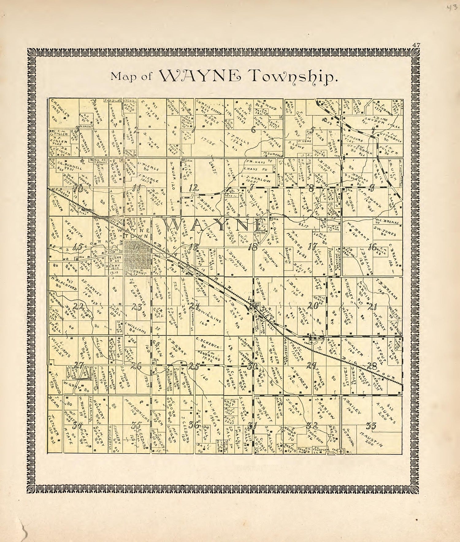 Map of Wayne Township from the Revised Montgomery County Atlas : Containing, Besides a Complete Atlas, Histories of the Townships and County and Treatises On Civil Government, Surveying and Civil Engineering 1898 by Relic Map Company