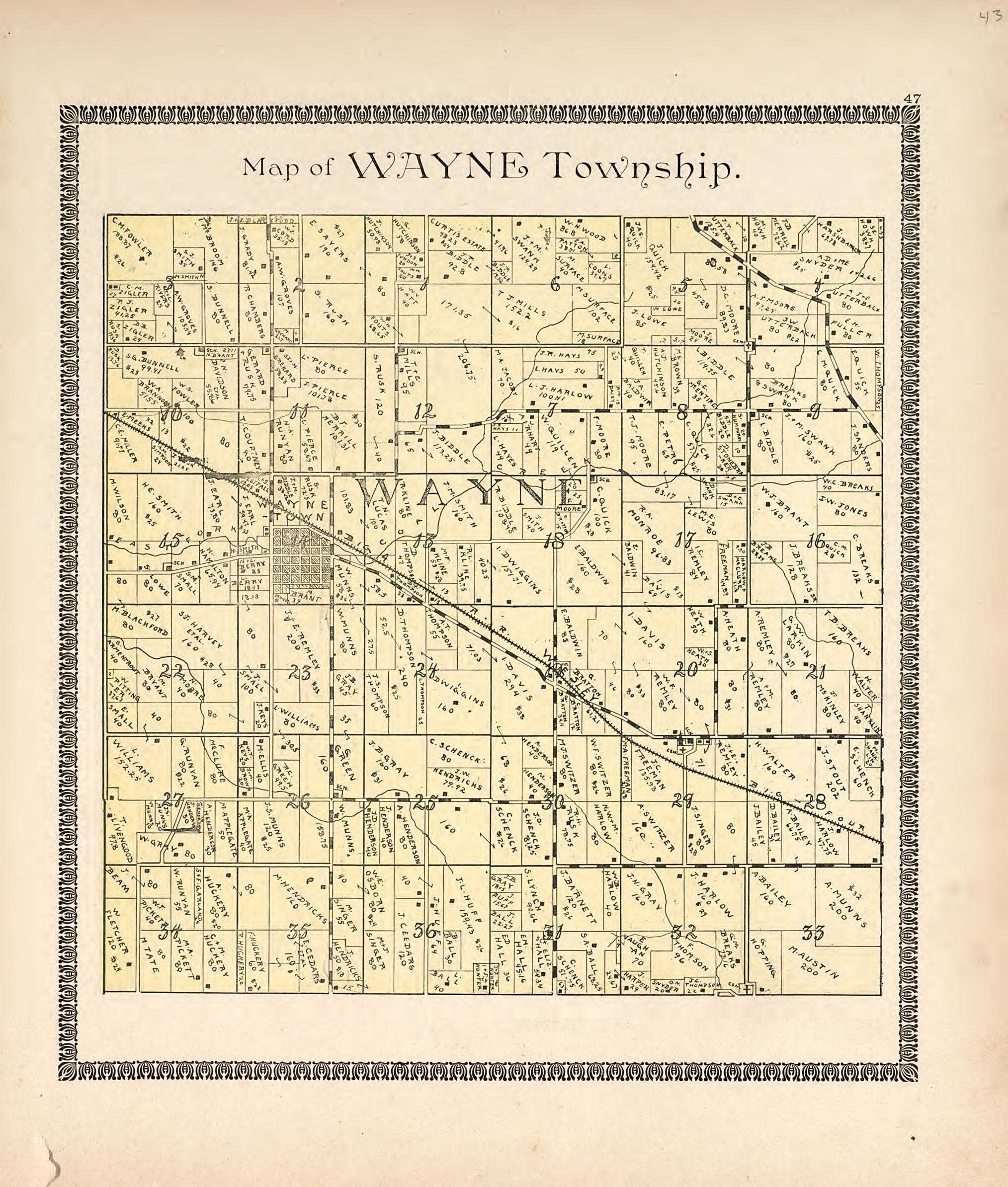 Map of Wayne Township from the Revised Montgomery County Atlas : Containing, Besides a Complete Atlas, Histories of the Townships and County and Treatises On Civil Government, Surveying and Civil Engineering 1898 by Relic Map Company