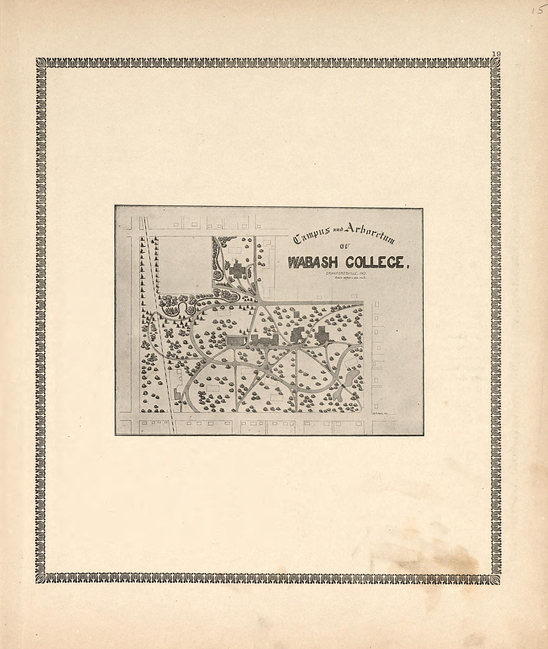 Campus and Arboretum of Wabash College from the Revised Montgomery County Atlas : Containing, Besides a Complete Atlas, Histories of the Townships and County and Treatises On Civil Government, Surveying and Civil Engineering 1898 by Relic Map Company