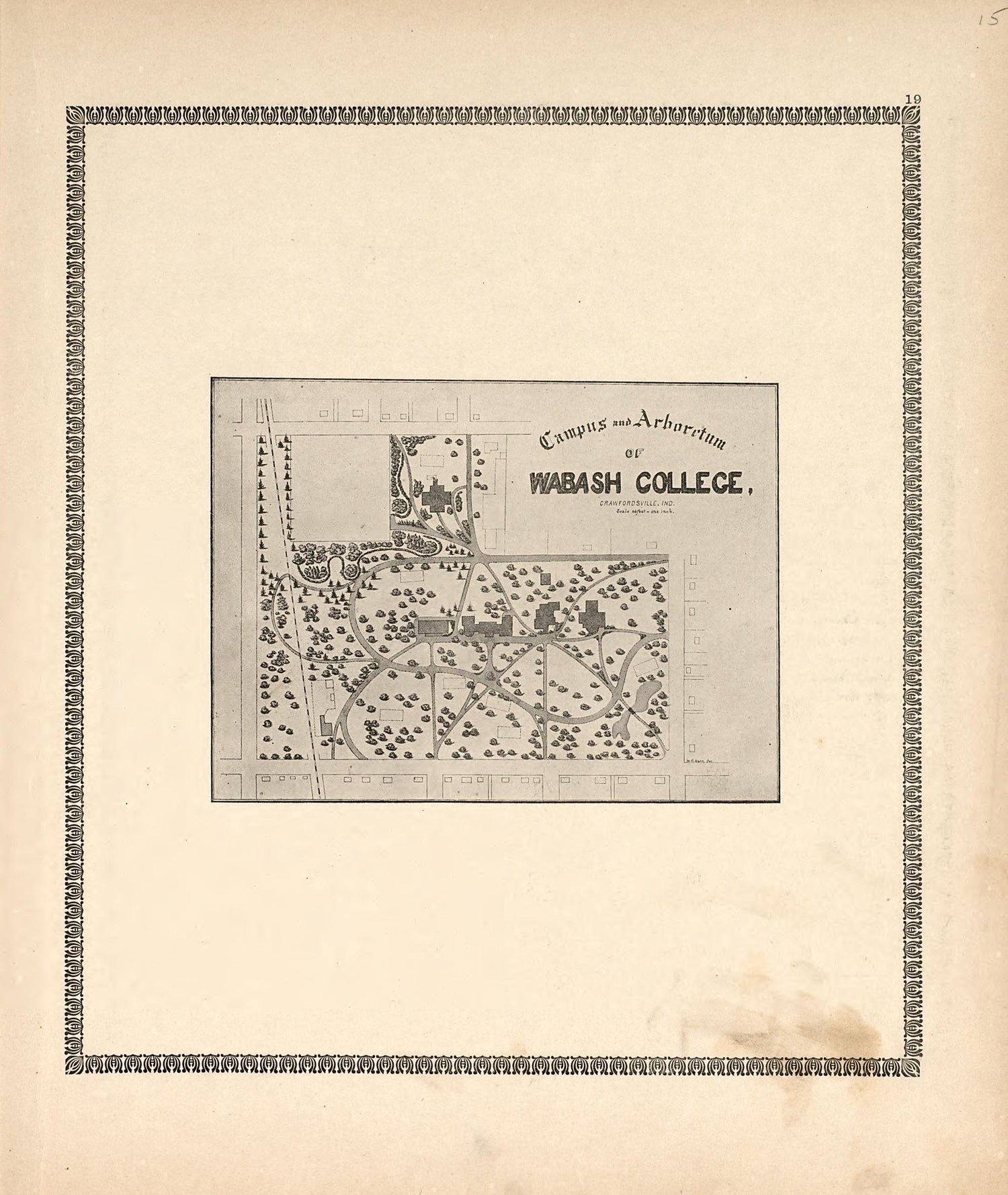 Campus and Arboretum of Wabash College from the Revised Montgomery County Atlas : Containing, Besides a Complete Atlas, Histories of the Townships and County and Treatises On Civil Government, Surveying and Civil Engineering 1898 by Relic Map Company