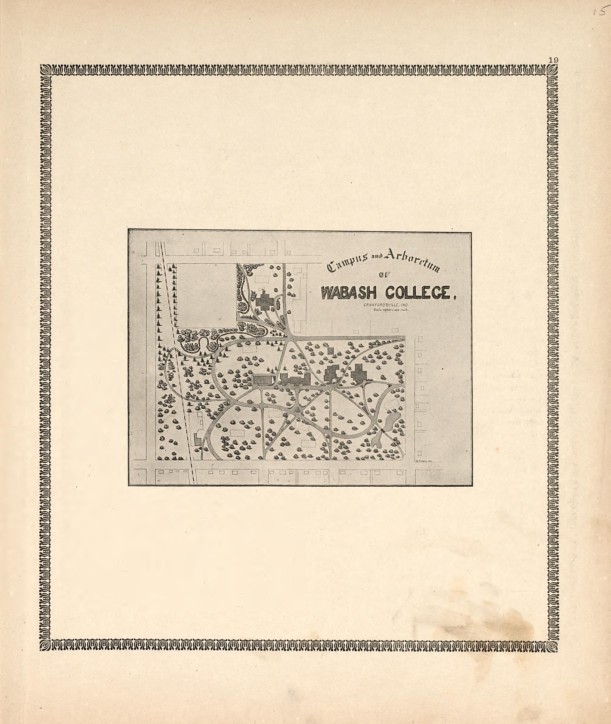 Campus and Arboretum of Wabash College from the Revised Montgomery County Atlas : Containing, Besides a Complete Atlas, Histories of the Townships and County and Treatises On Civil Government, Surveying and Civil Engineering 1898 by Relic Map Company