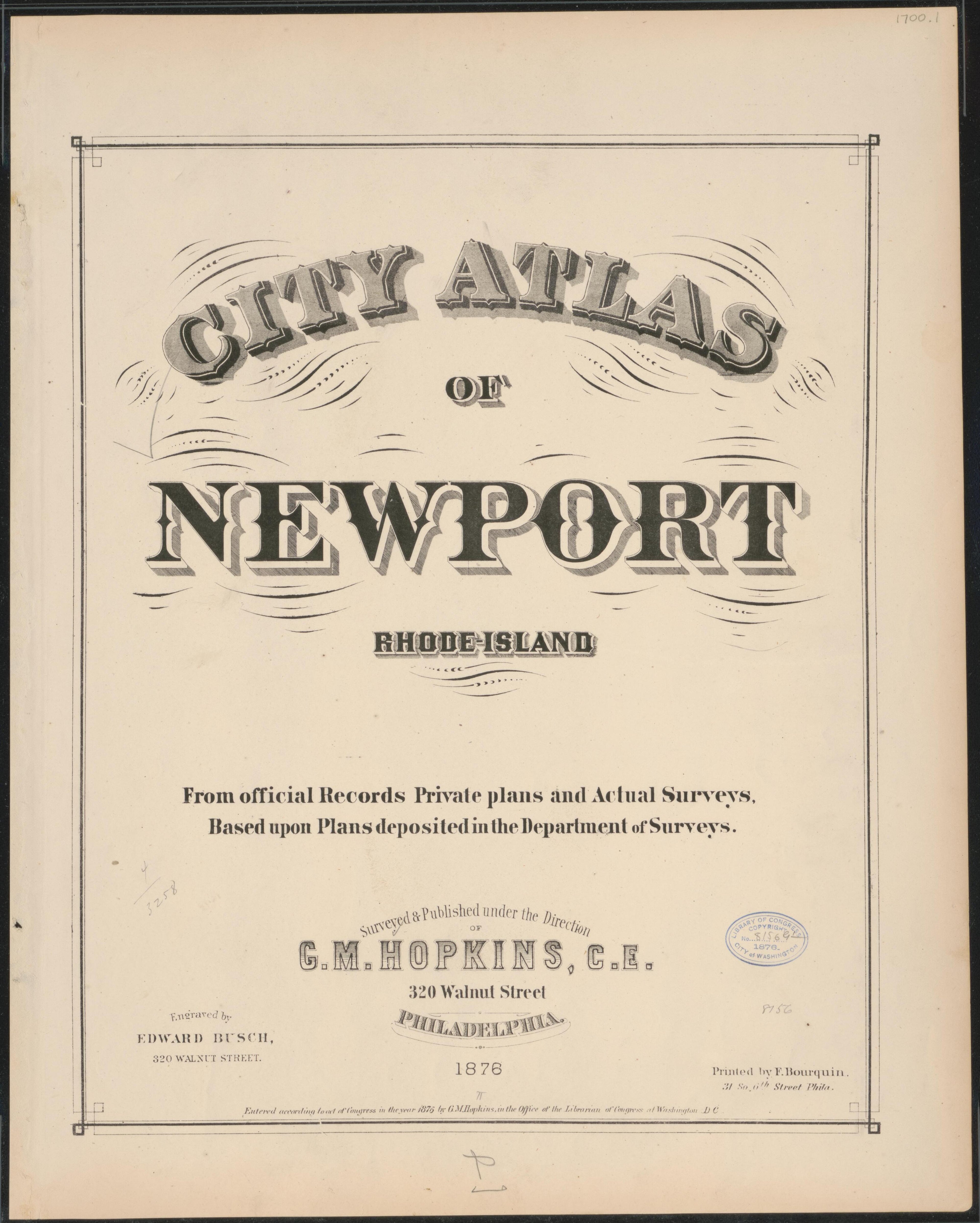 Image 2 of City Atlas of Newport, Rhode Island (maps Only) from City Atlas of Newport, Rhode Island 1876 by Relic Map Company