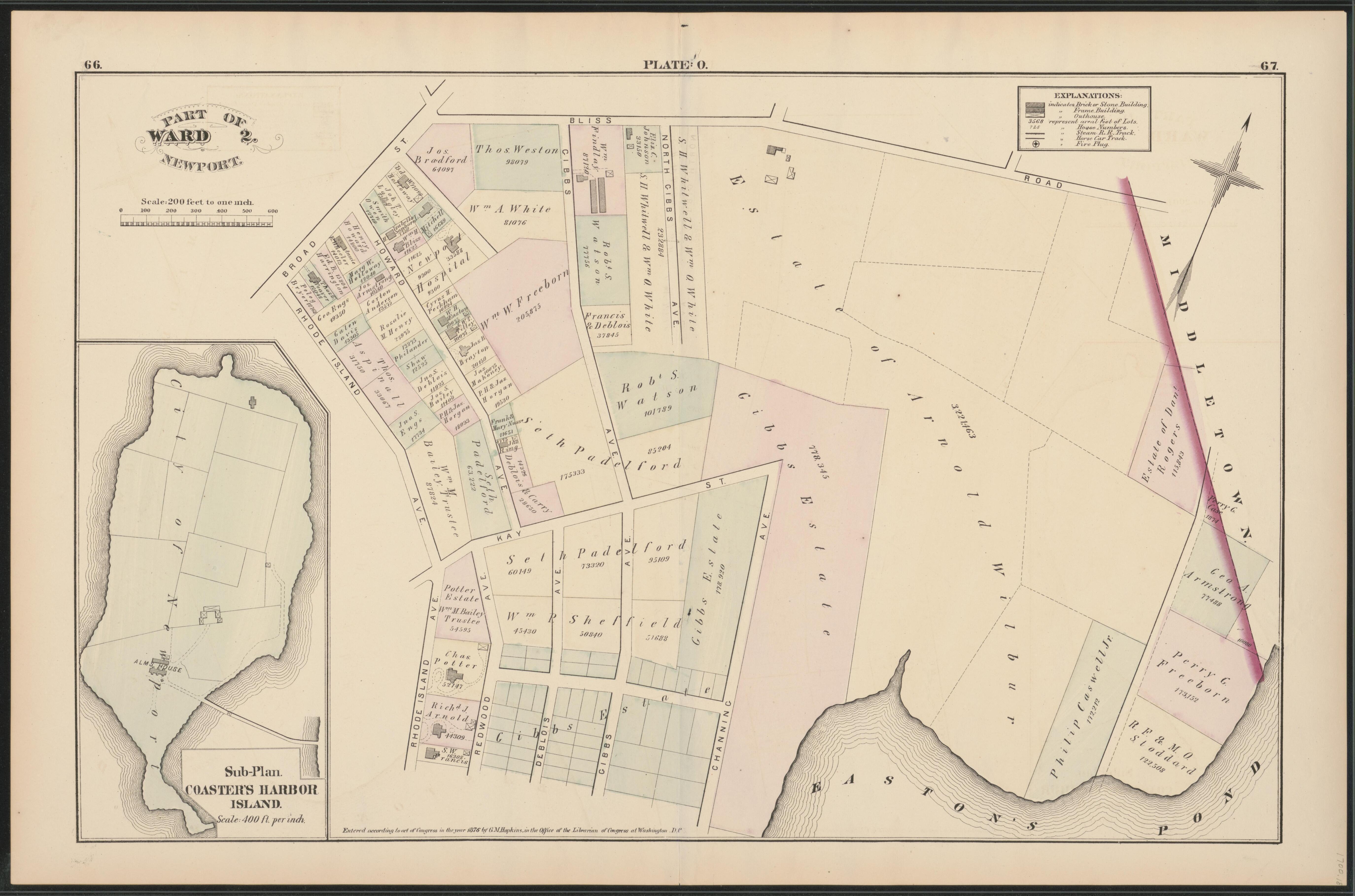 This old map of Newport, Rhode Island,  was created by Hopkins, Griffith Morgan in 1876