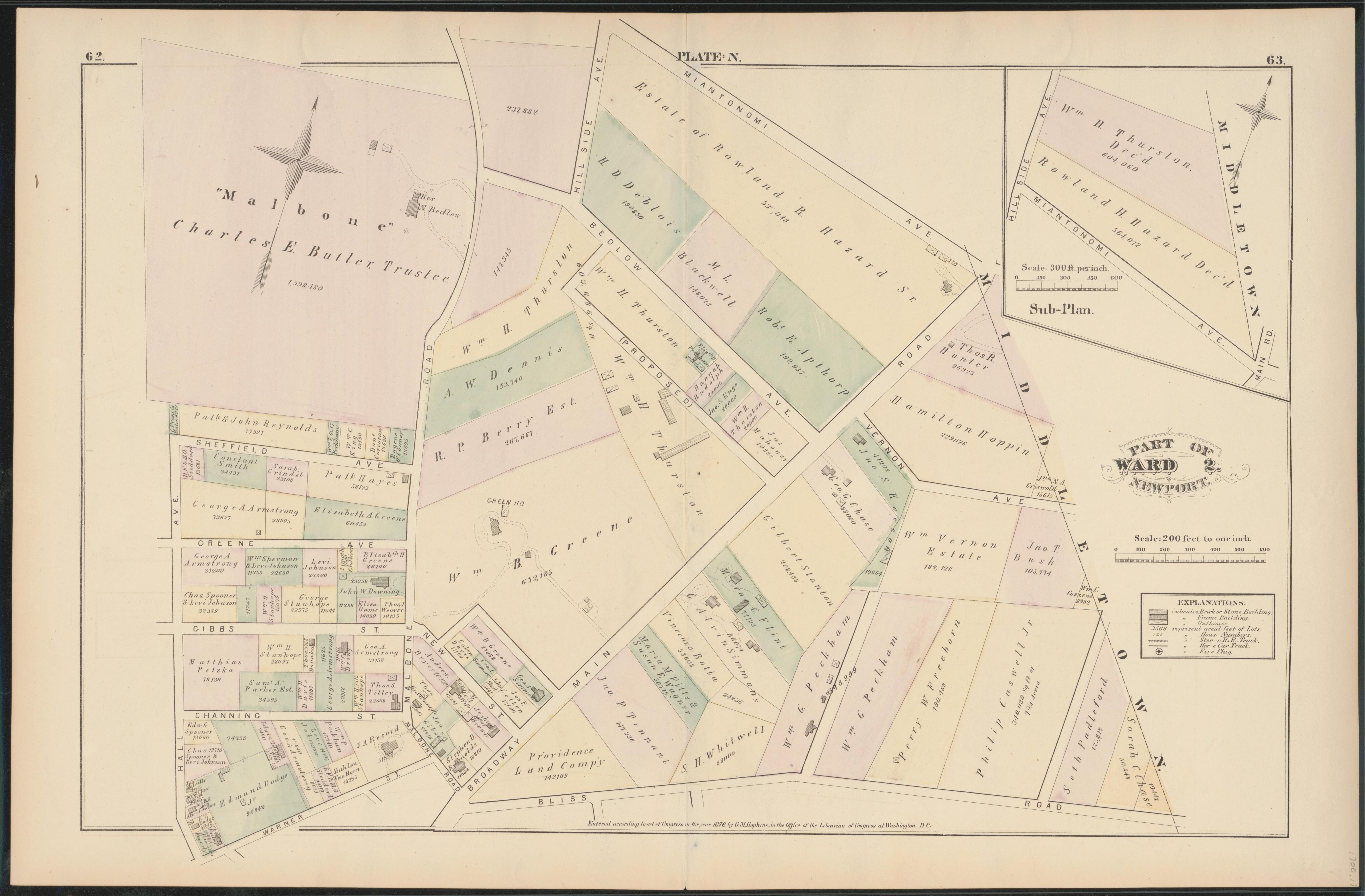 This old map of Newport, Rhode Island,  was created by Hopkins, Griffith Morgan in 1876