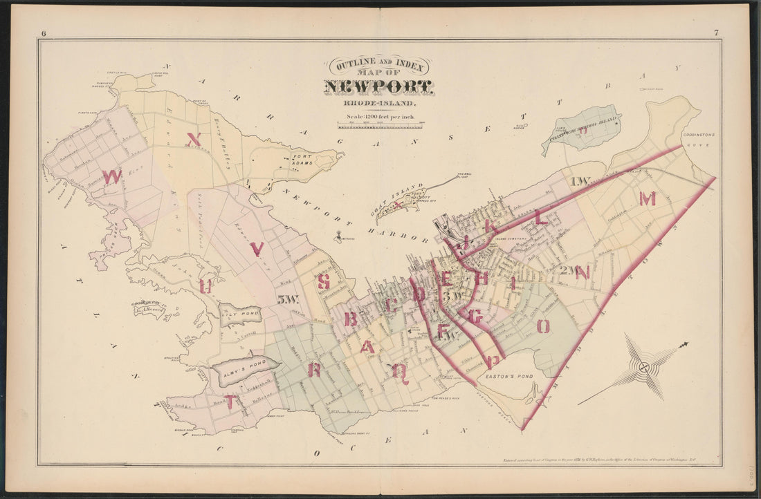 This old map of Newport, Rhode Island,  was created by Hopkins, Griffith Morgan in 1876