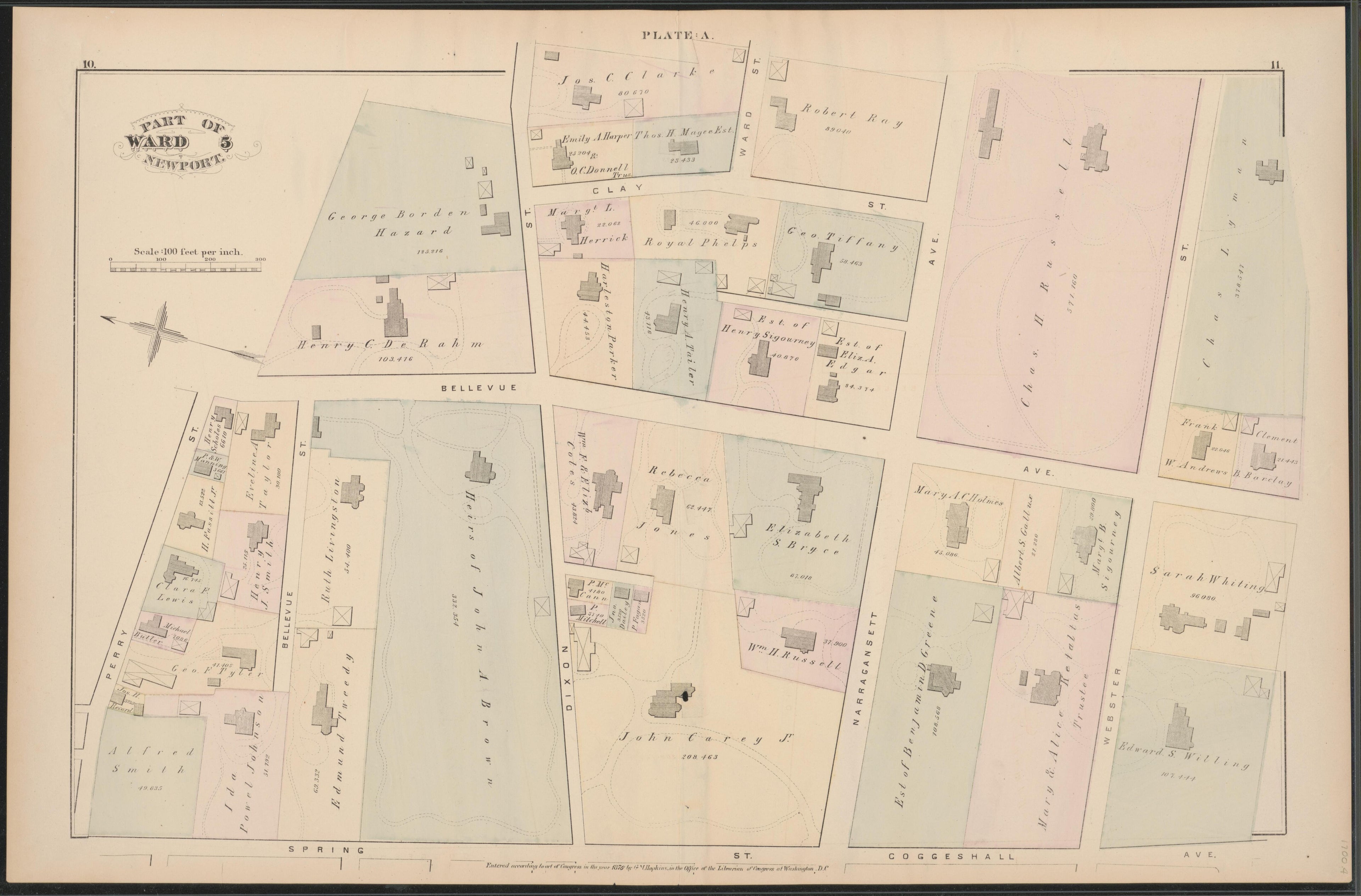 This old map of Newport, Rhode Island,  was created by Hopkins, Griffith Morgan in 1876