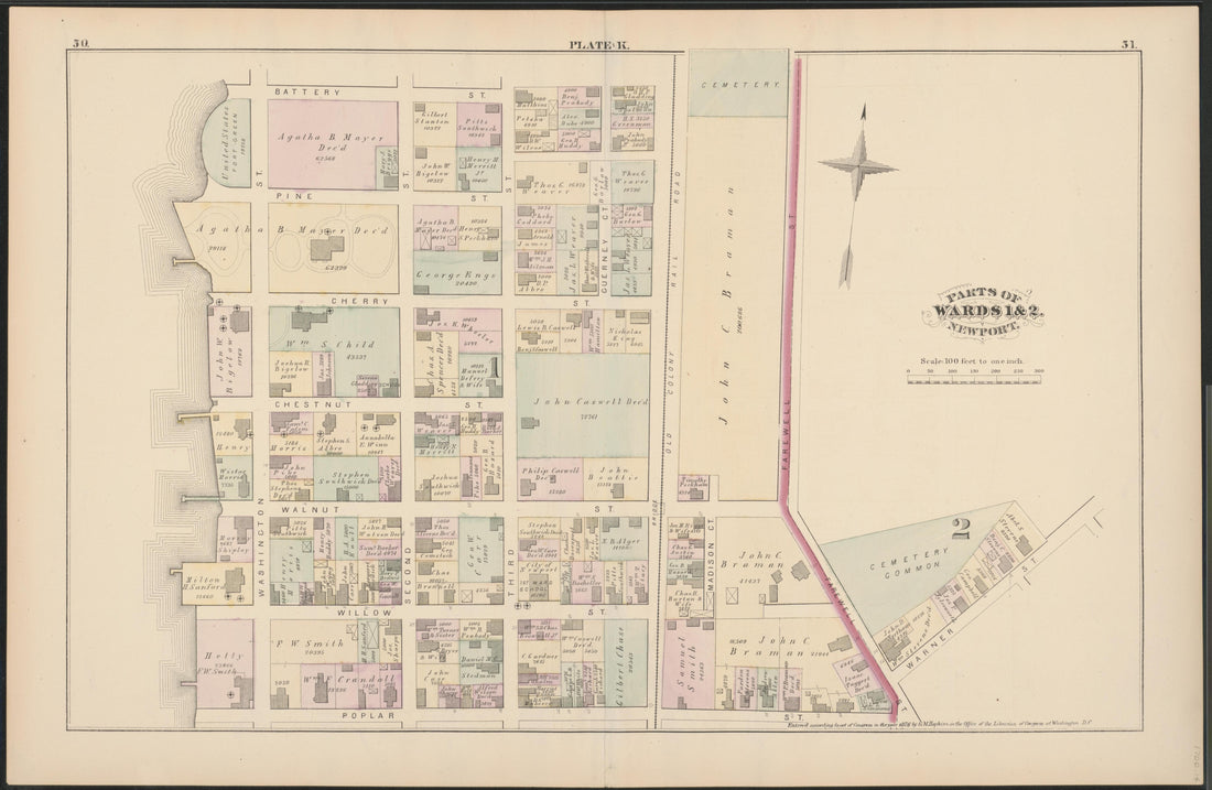 This old map of Newport, Rhode Island,  was created by Hopkins, Griffith Morgan in 1876