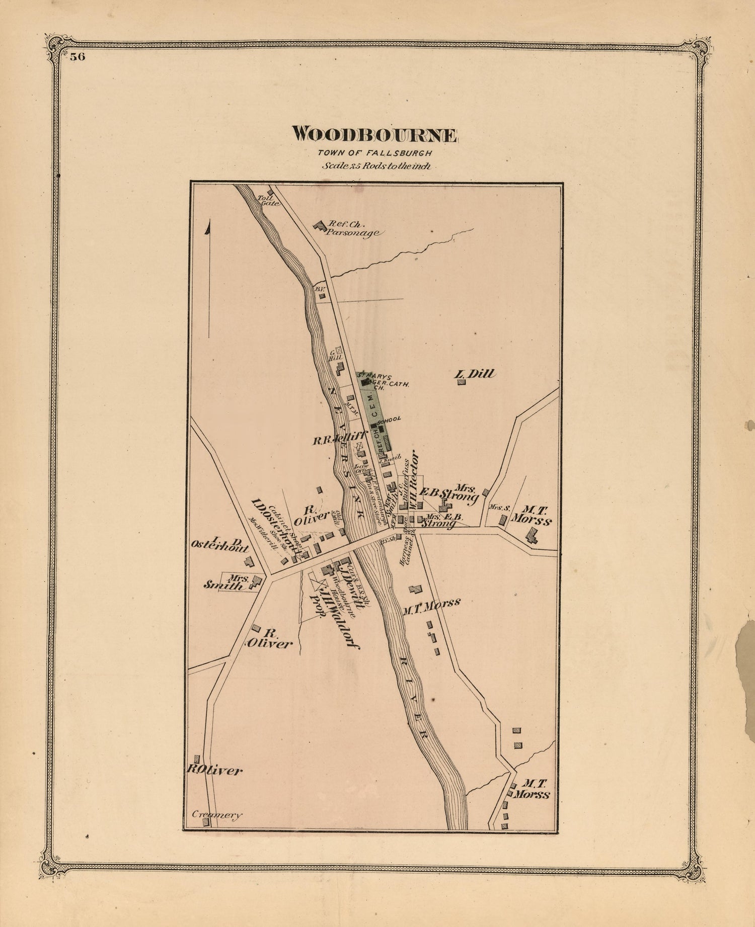Woodbourne from County Atlas of Sullivan, New York 1875 by Relic Map Company