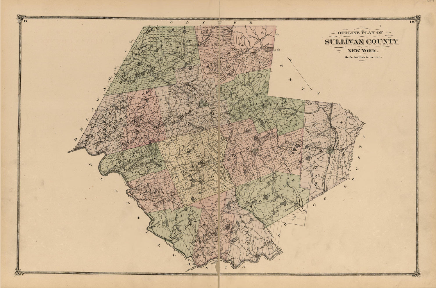 Outline Plan of Sullivan County, New York from County Atlas of Sullivan, New York 1875 by Relic Map Company