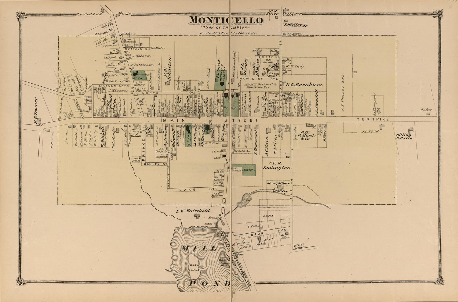 Monticello from County Atlas of Sullivan, New York 1875 by Relic Map Company