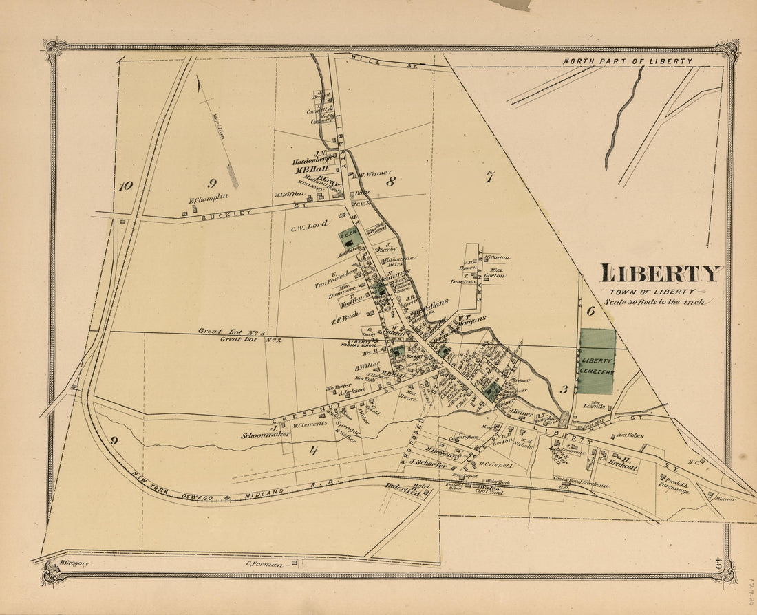 Liberty from County Atlas of Sullivan, New York 1875 by Relic Map Company