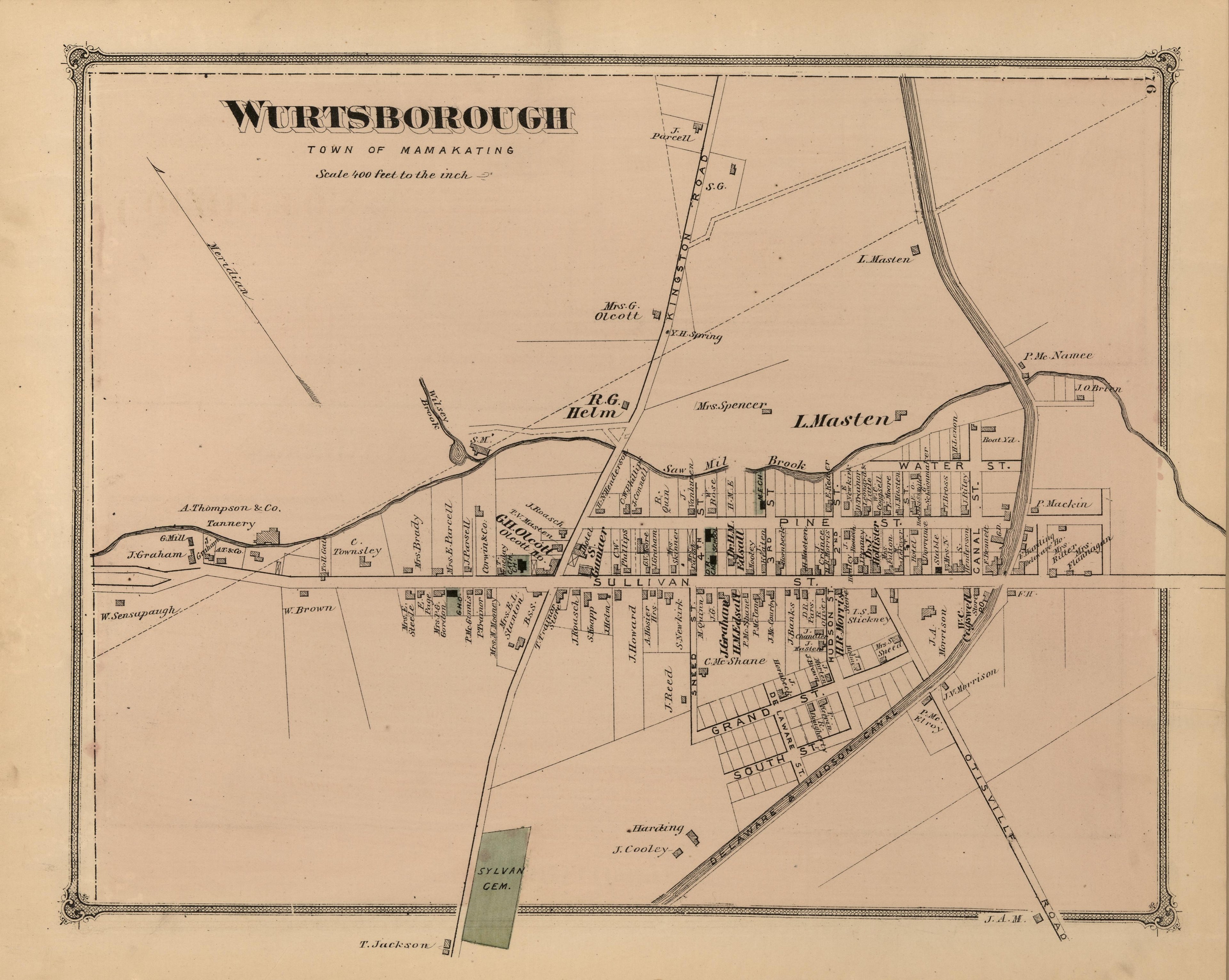 Wurtsborough from County Atlas of Sullivan, New York 1875 by Relic Map Company