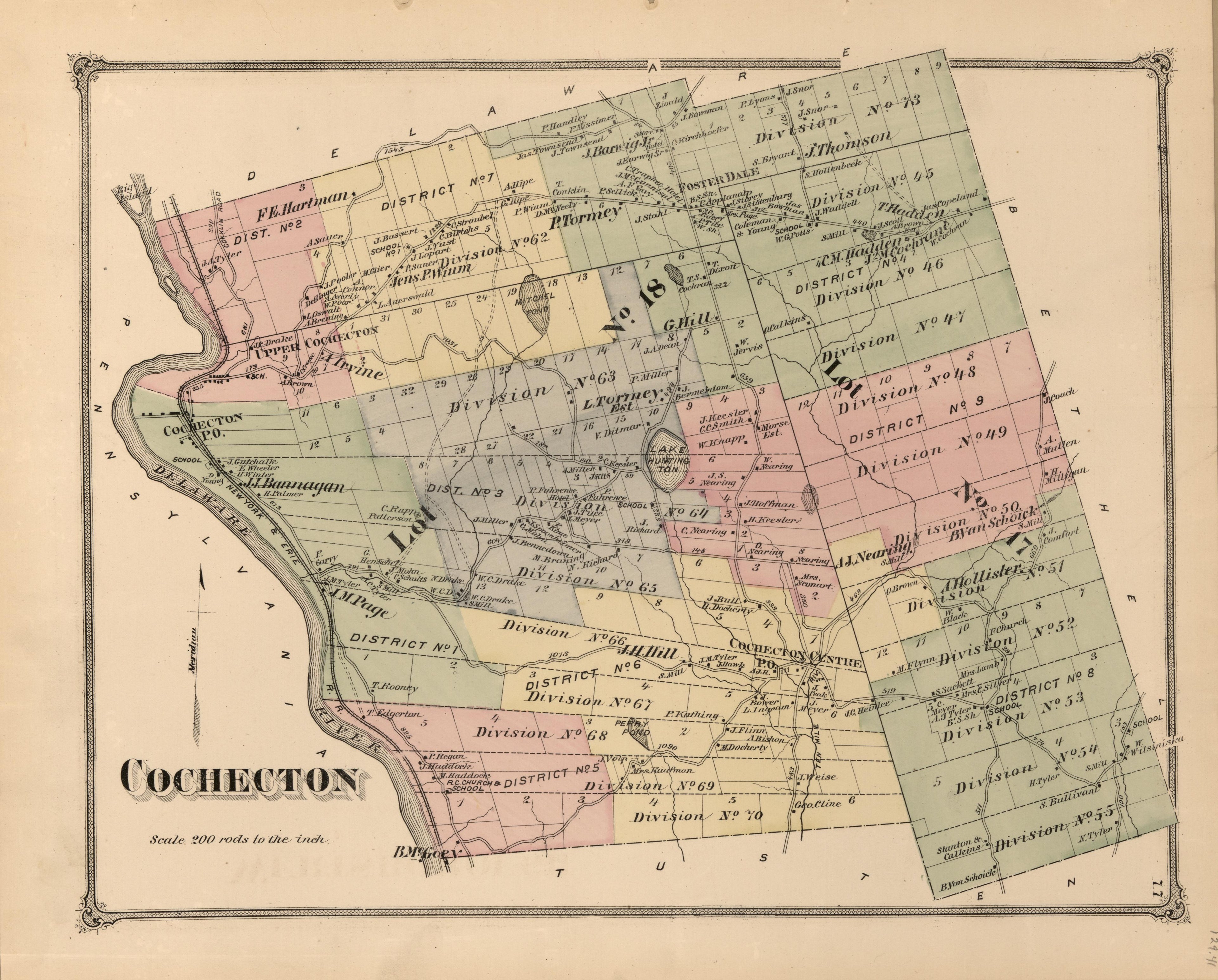 Cochecton from County Atlas of Sullivan, New York 1875 by Relic Map Company