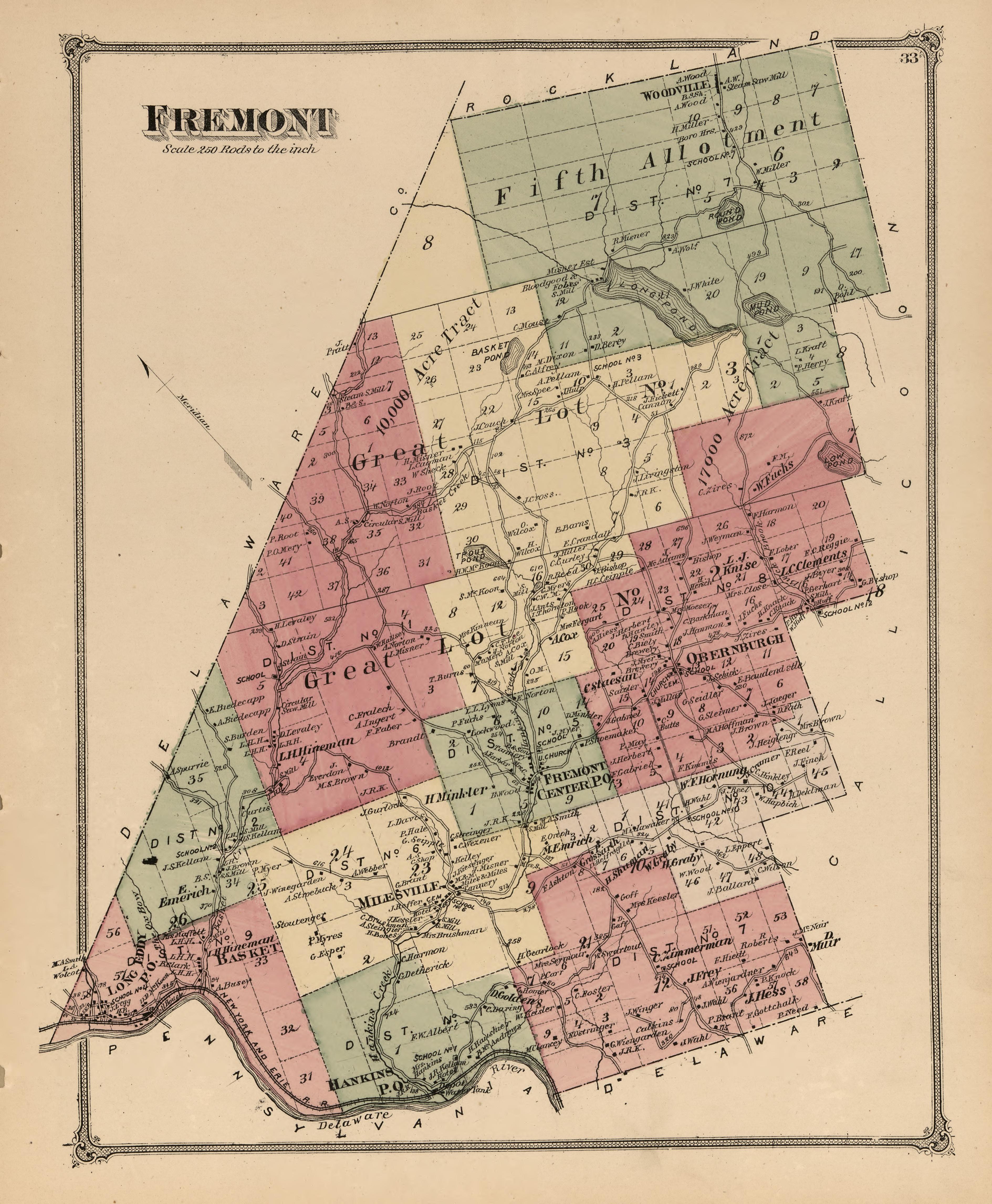 Fremont from County Atlas of Sullivan, New York 1875 by Relic Map Company