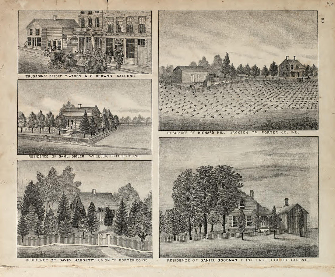 Views - 5 from Illustrated Historical Atlas of Porter County, Indiana 1876 by Relic Map Company