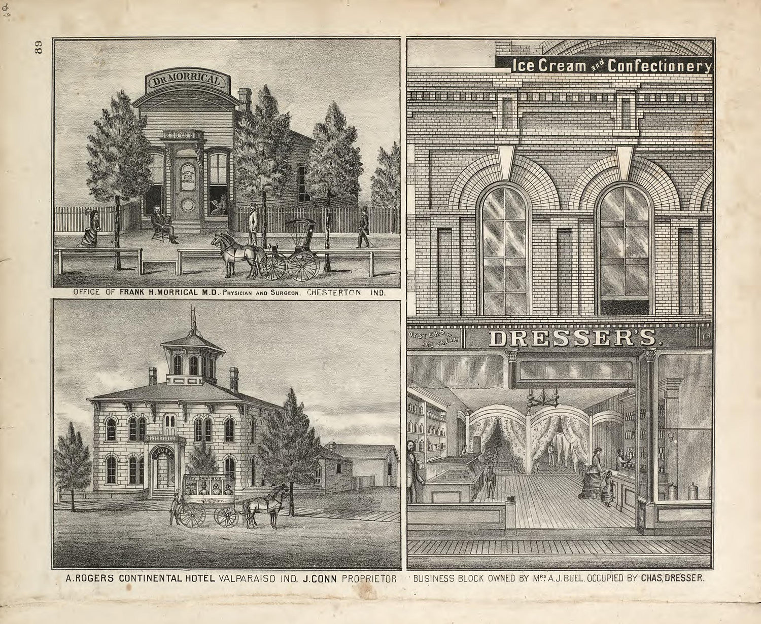 Views - 3 from Illustrated Historical Atlas of Porter County, Indiana 1876 by Relic Map Company