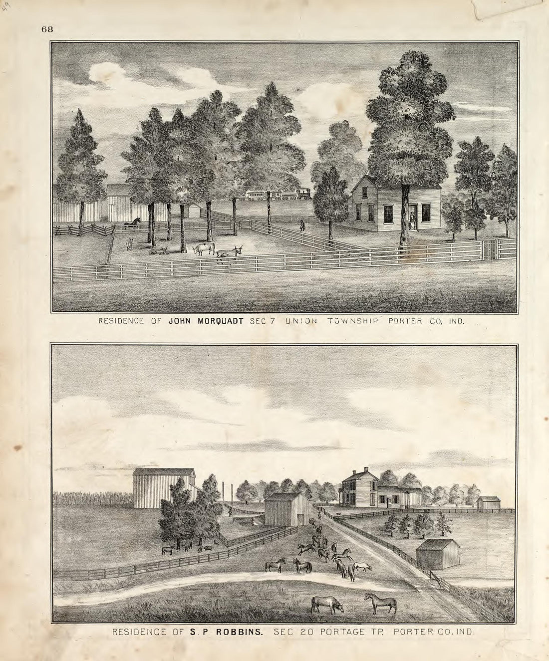 Views - 2 from Illustrated Historical Atlas of Porter County, Indiana 1876 by Relic Map Company