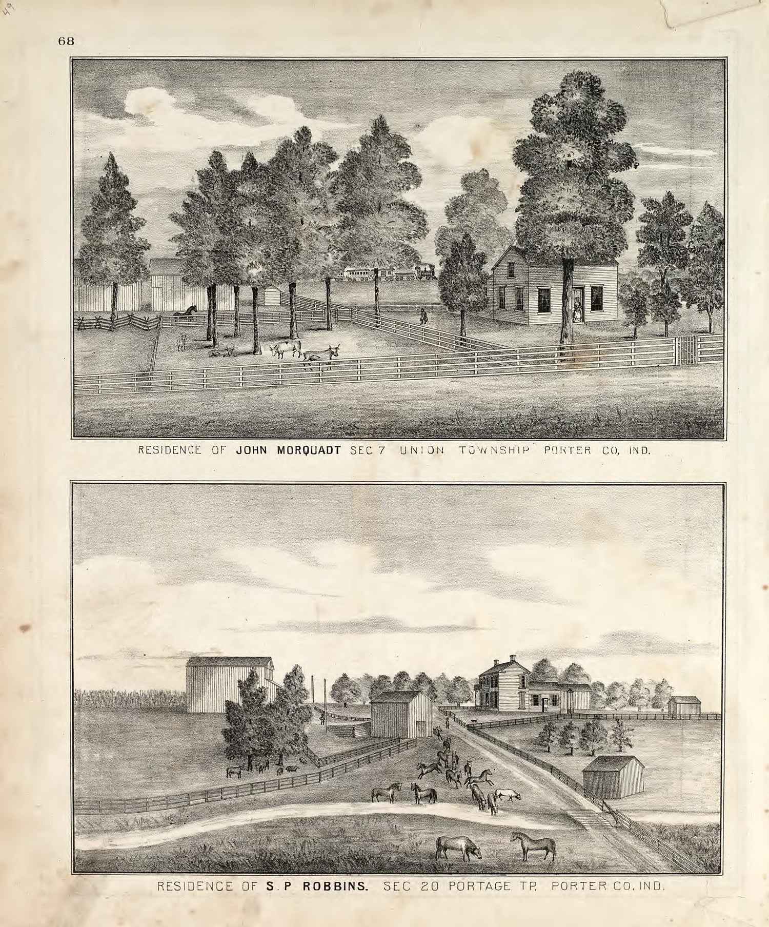 Views - 2 from Illustrated Historical Atlas of Porter County, Indiana 1876 by Relic Map Company