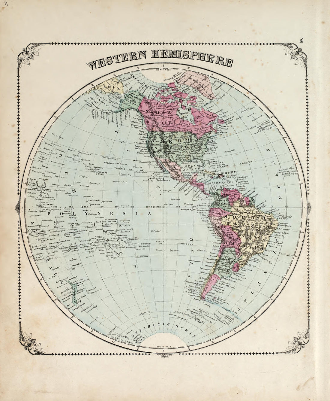 Western Hemisphere from Illustrated Historical Atlas of Porter County, Indiana 1876 by Relic Map Company