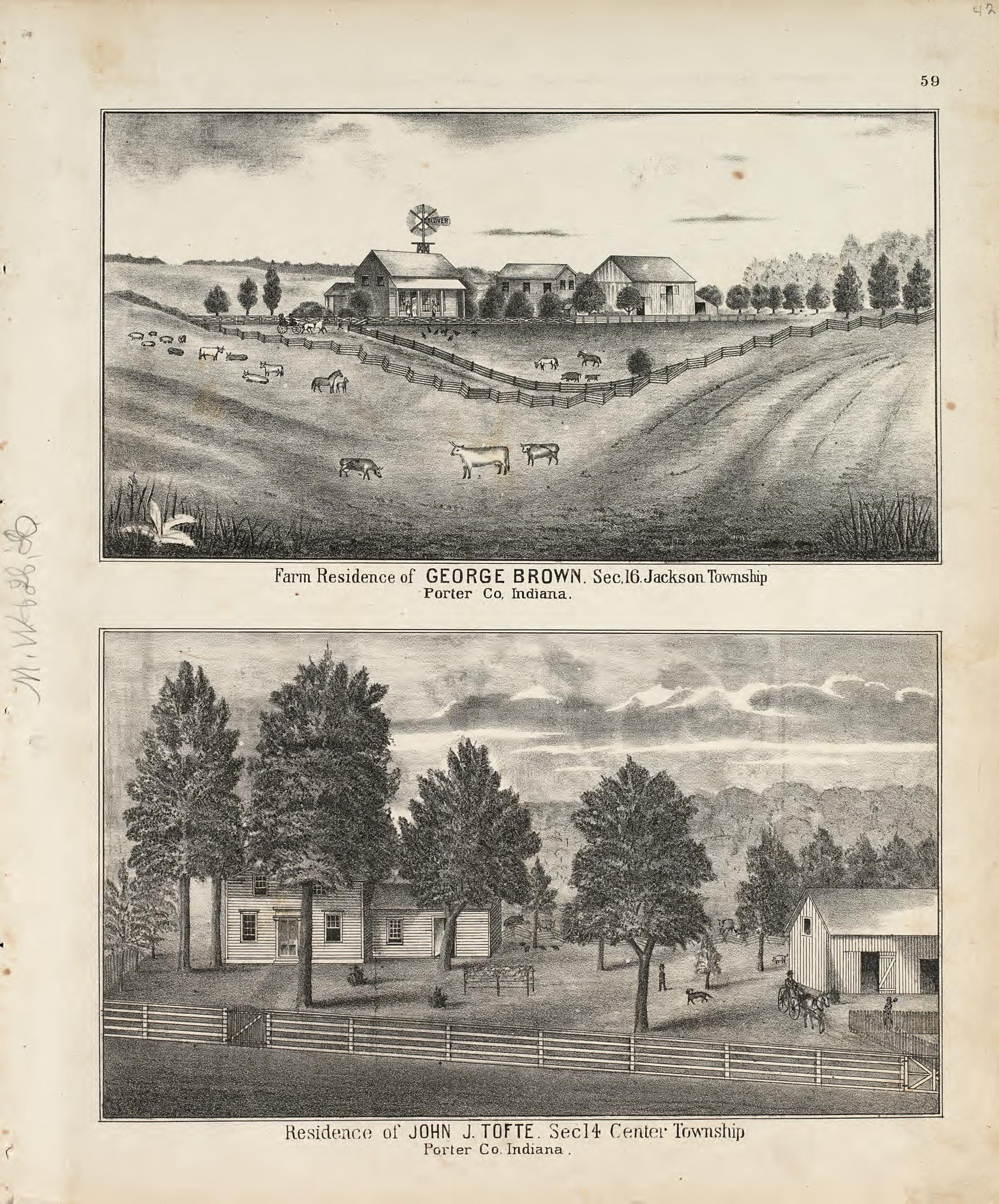 Map of Union Township from Illustrated Historical Atlas of Porter County, Indiana 1876 by Relic Map Company