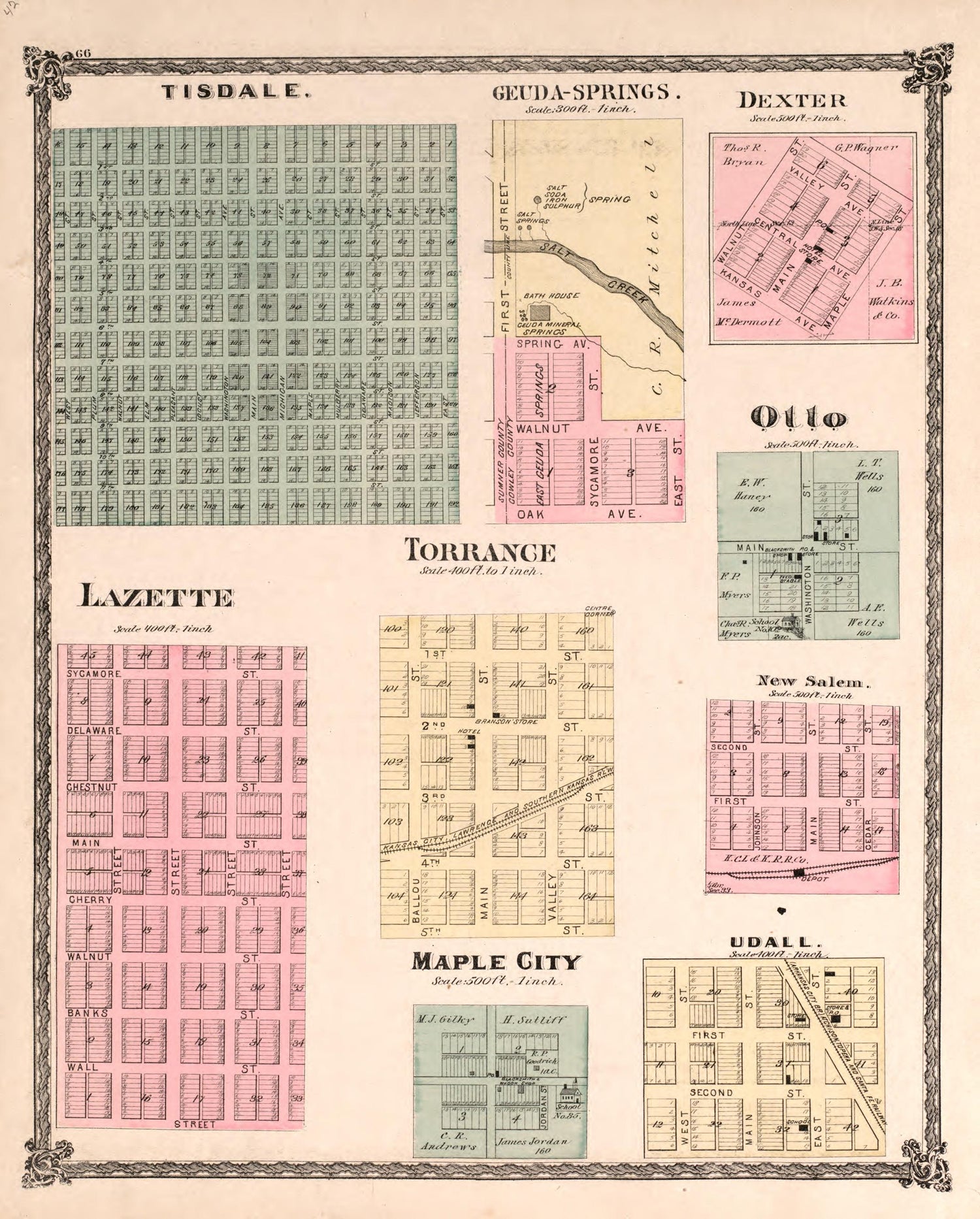 District Map from Historical Atlas of Cowley County, Kansas 1882 by Relic Map Company