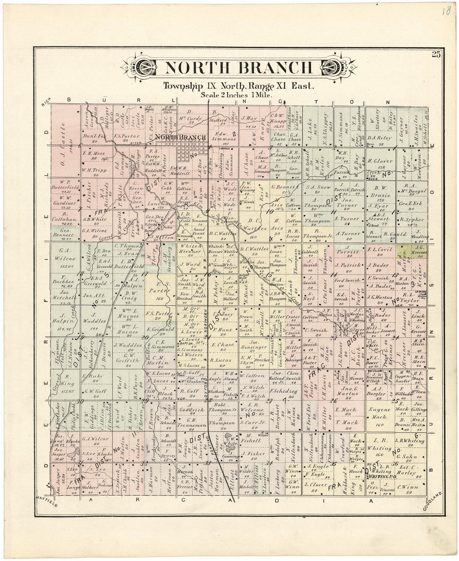 North Branch from Atlas and Directory of Lapeer County, Michigan 1893 by Relic Map Company