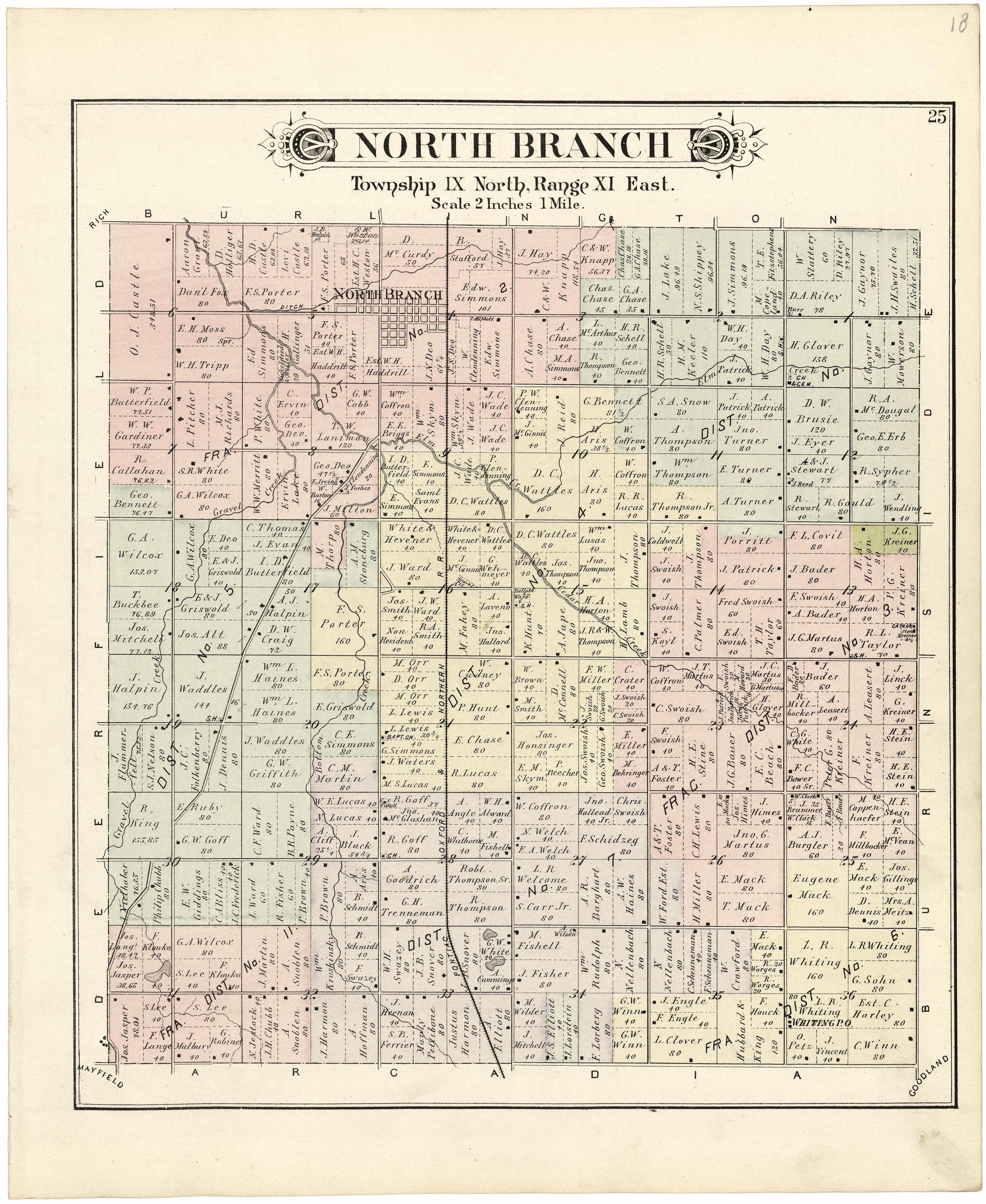 North Branch from Atlas and Directory of Lapeer County, Michigan 1893 by Relic Map Company