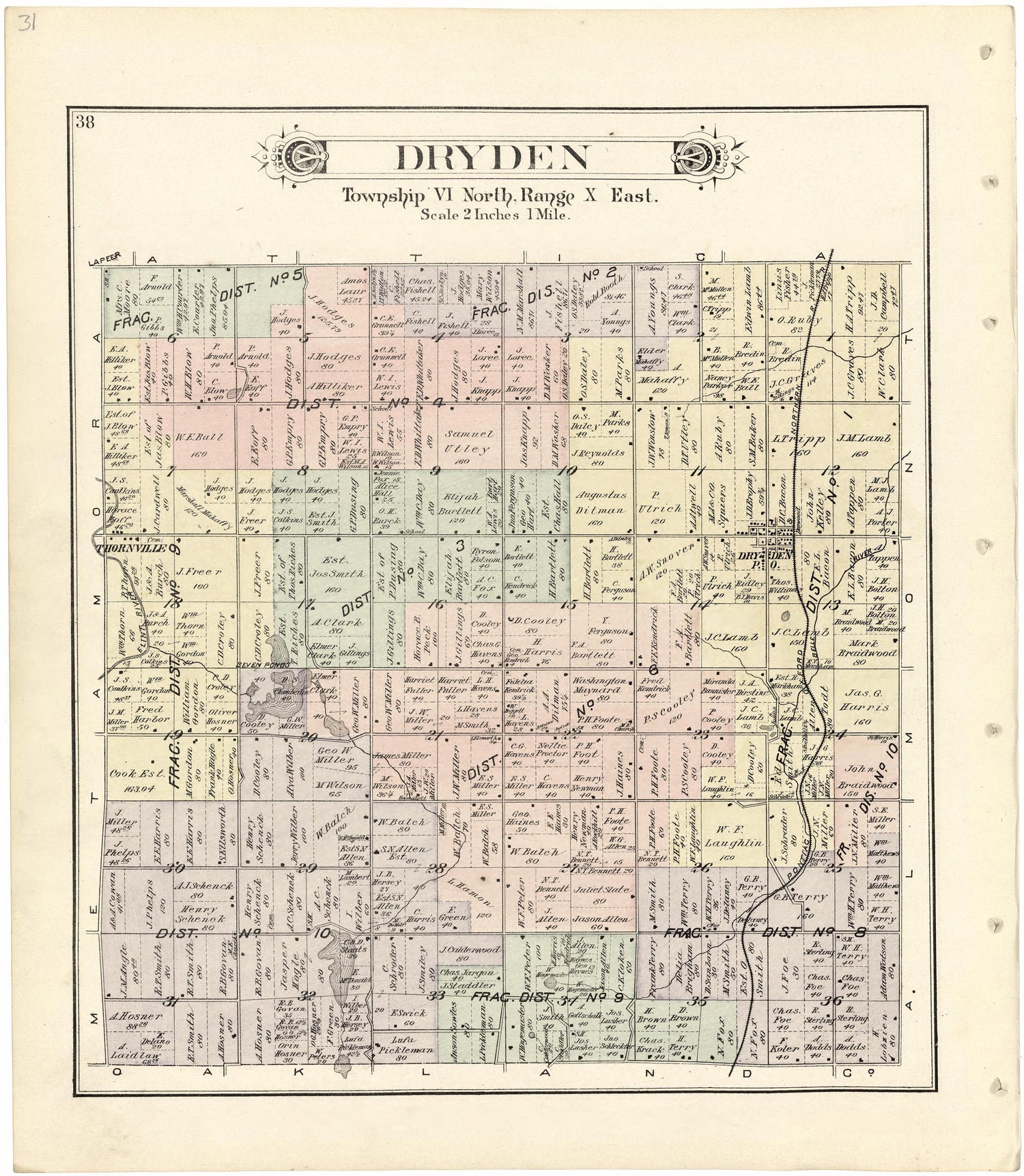 Dryden from Atlas and Directory of Lapeer County, Michigan 1893 by Relic Map Company