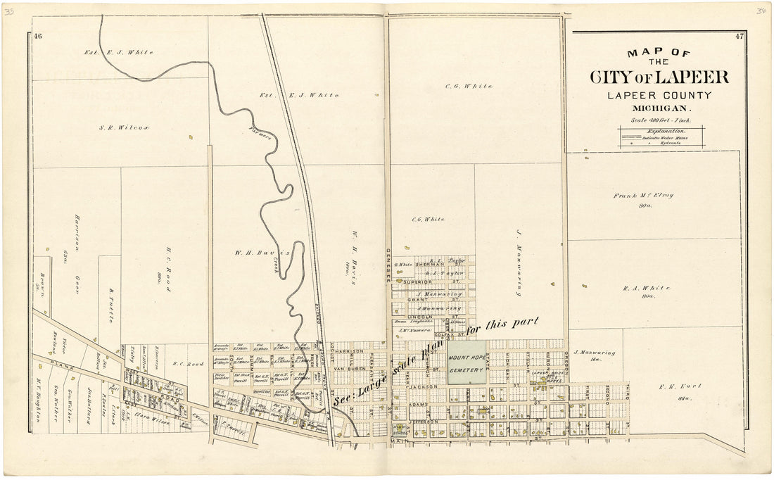 Map of the City of Lapeer from Atlas and Directory of Lapeer County, Michigan 1893 by Relic Map Company