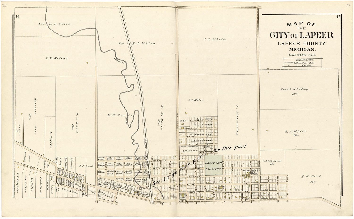 Map of the City of Lapeer from Atlas and Directory of Lapeer County, Michigan 1893 by Relic Map Company