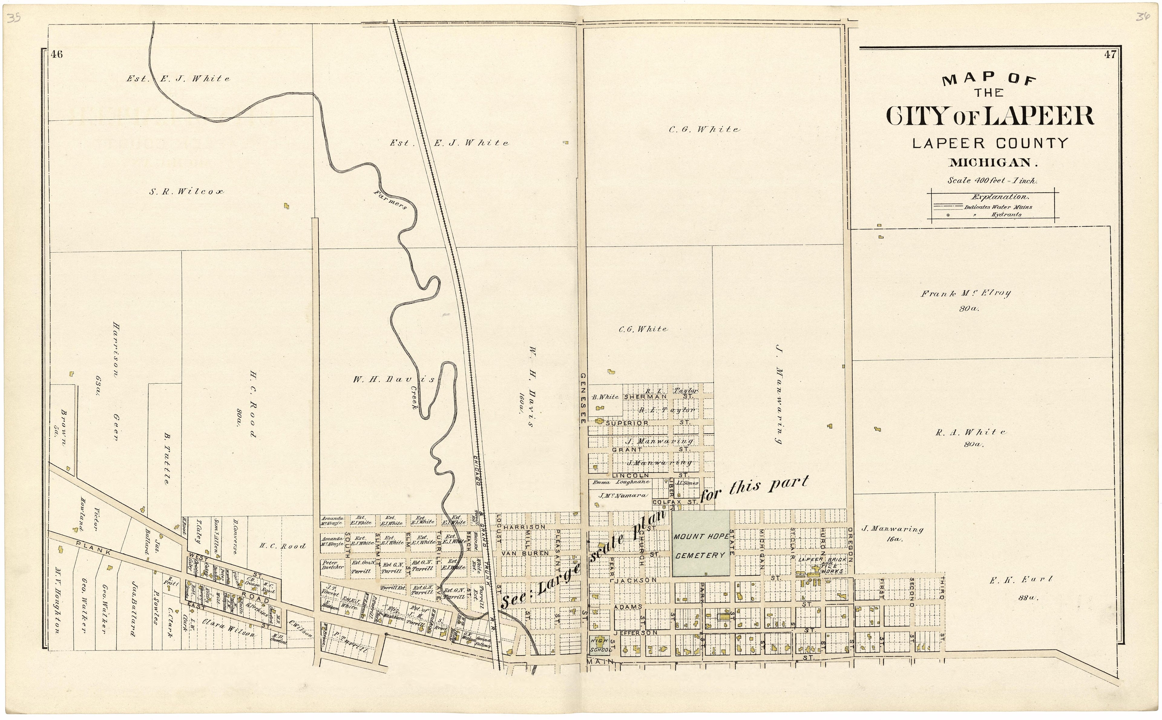 Map of the City of Lapeer from Atlas and Directory of Lapeer County, Michigan 1893 by Relic Map Company
