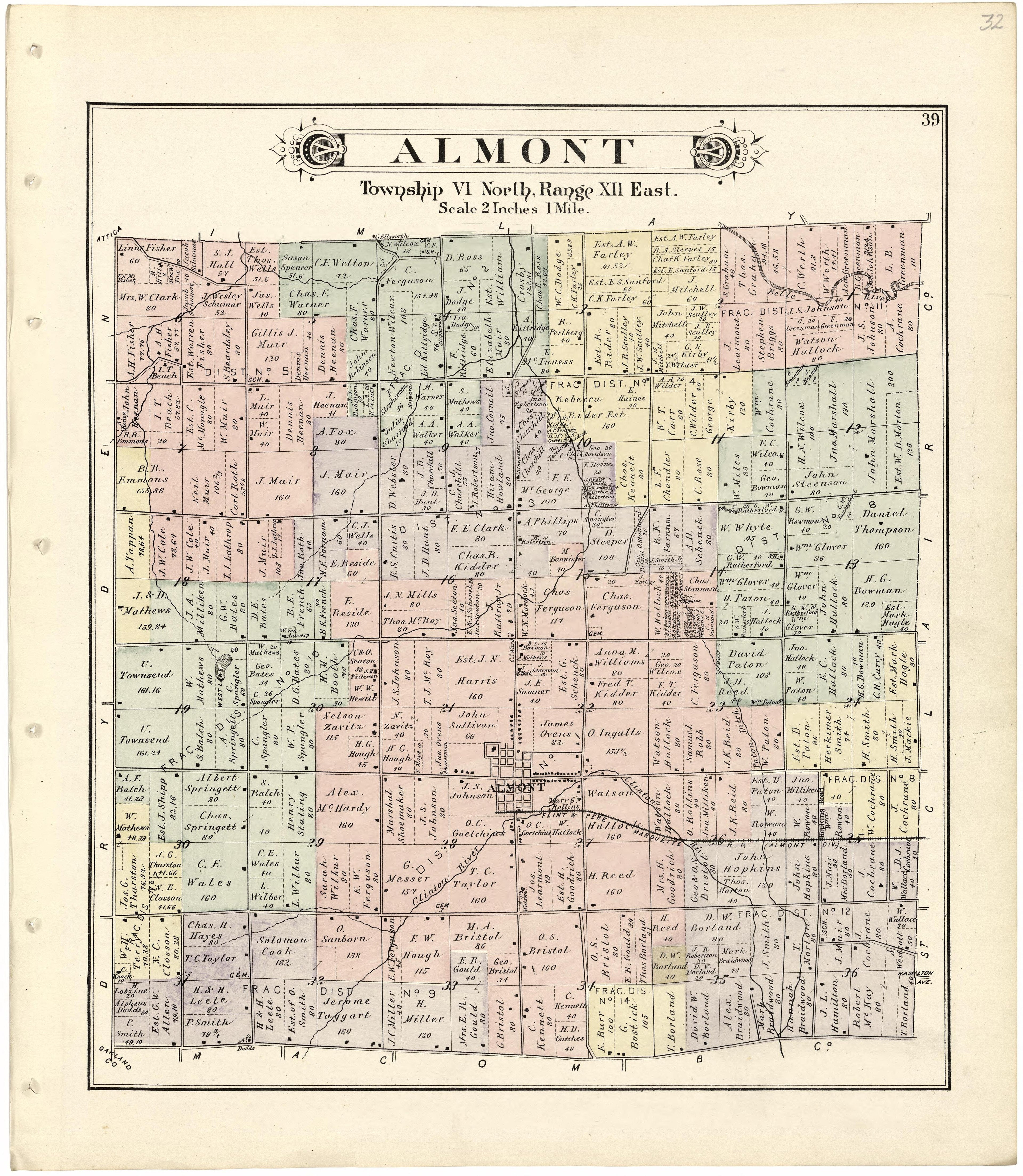 Almont from Atlas and Directory of Lapeer County, Michigan 1893 by Relic Map Company