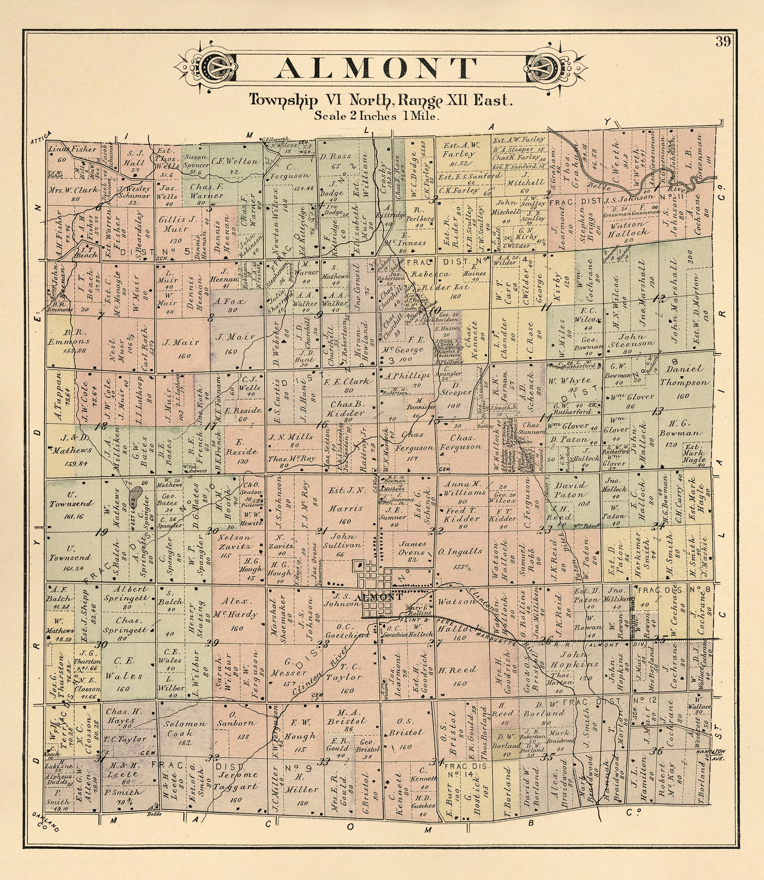 Almont from Atlas and Directory of Lapeer County, Michigan 1893