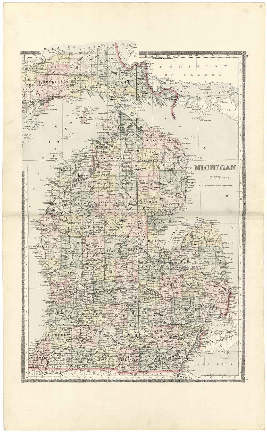 Michigan from Atlas and Directory of Lapeer County, Michigan 1893 by Relic Map Company