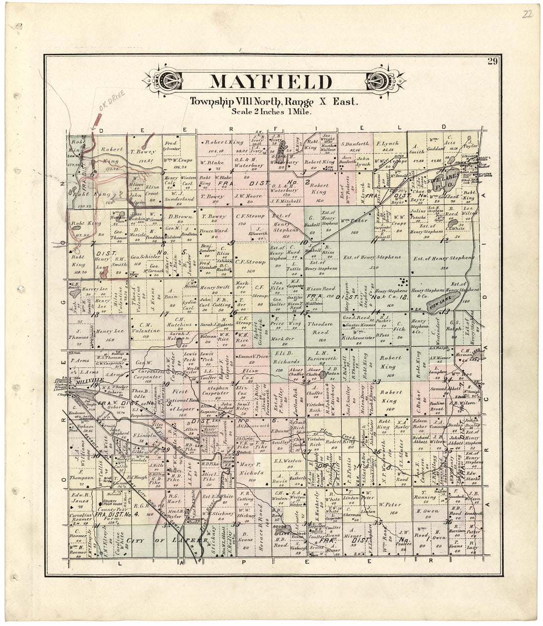 Mayfield from Atlas and Directory of Lapeer County, Michigan 1893 by Relic Map Company