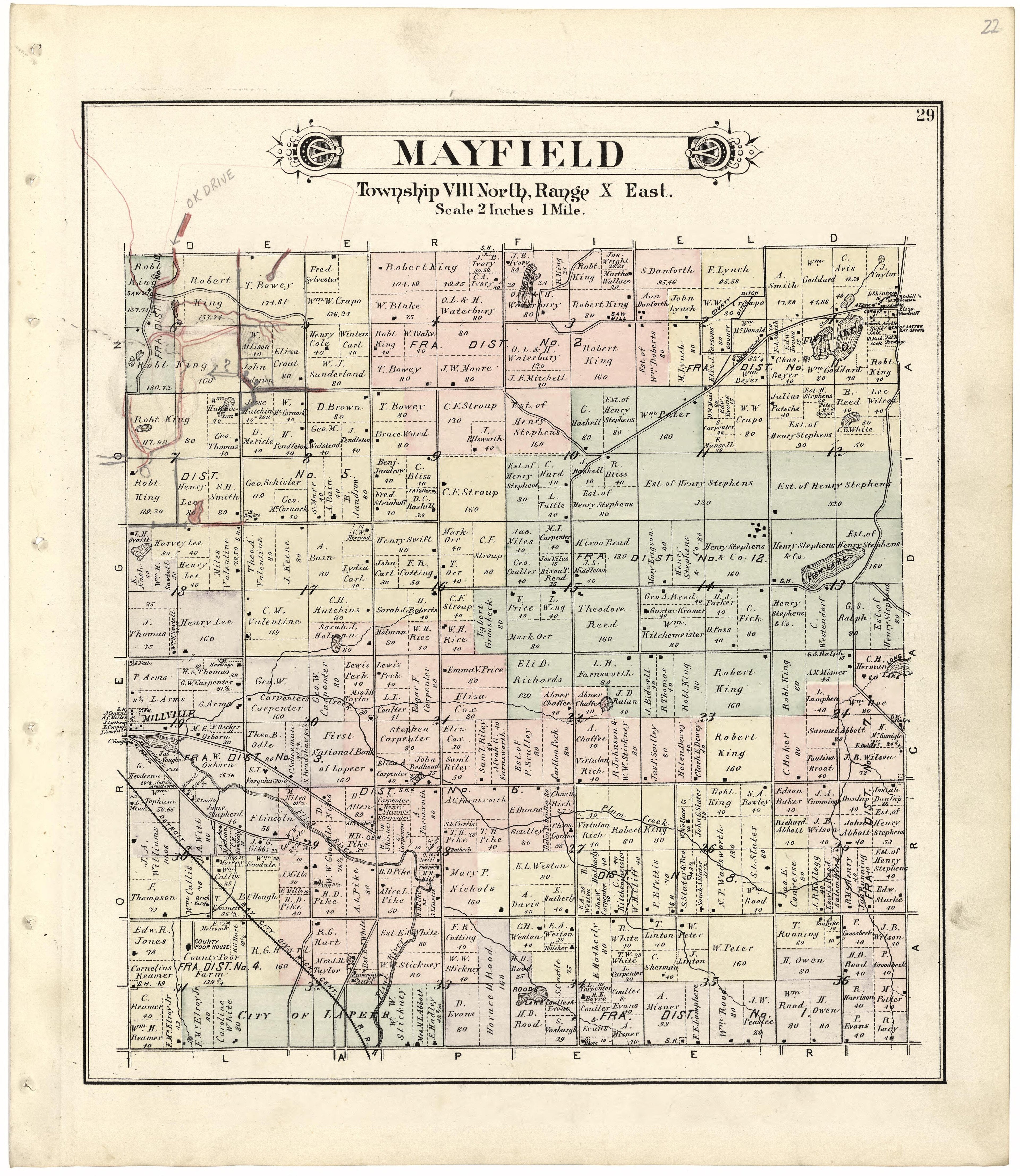 Mayfield from Atlas and Directory of Lapeer County, Michigan 1893 by Relic Map Company